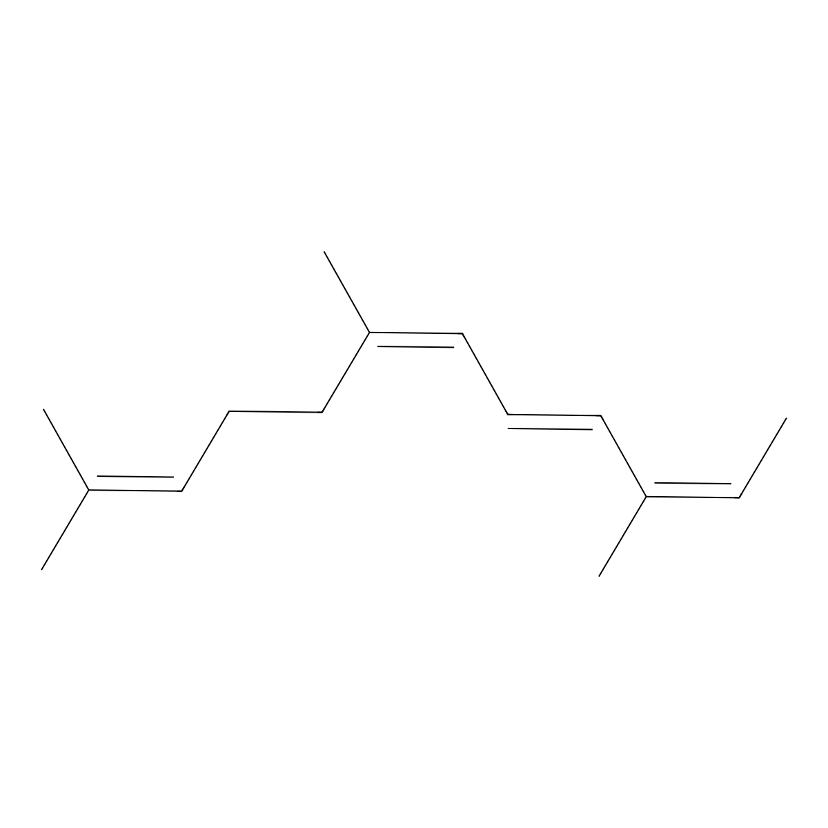 3,7,11-Trimethyldodeca-2,4,6,10-tetraene molecular structure, CAS 26560-15-6