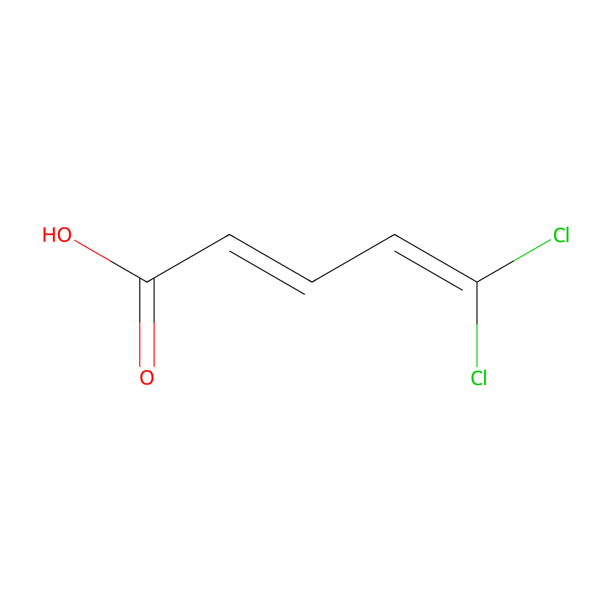 5,5-Dichloropenta-2,4-dienoic acid molecular structure, CAS 26561-48-8