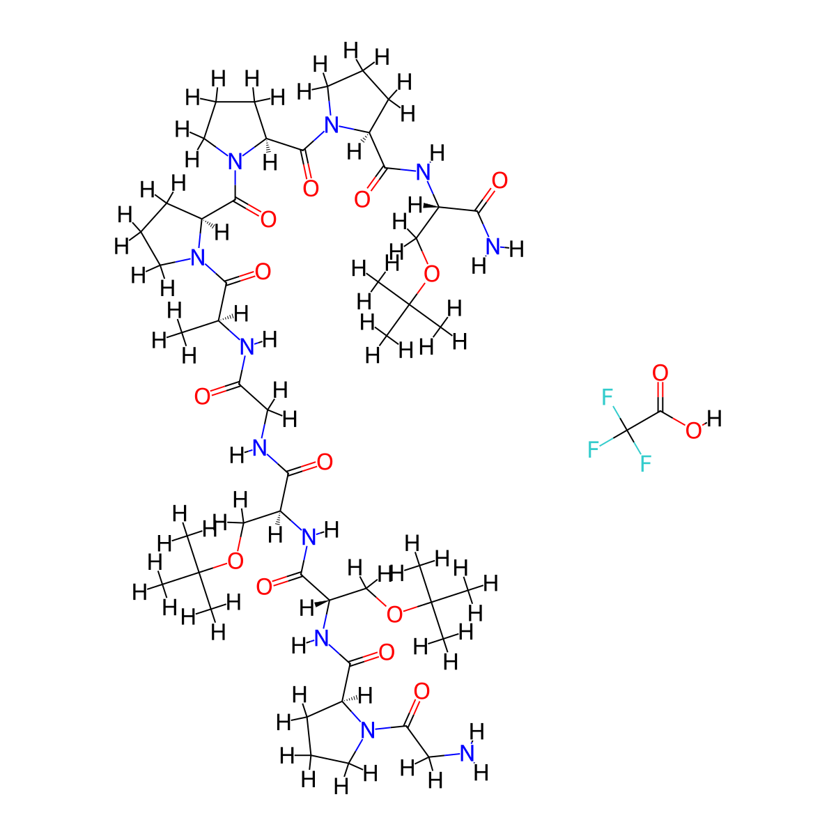 (S)-N-((S)-1-Amino-3-(tert-butoxy)-1-oxopropan-2-YL)-1-(O-(tert-butyl)-N-(O-(tert-butyl)-N-glycyl-L-prolyl-L-seryl)-L-serylglycyl-L-alanyl-L-prolyl-L-prolyl)pyrrolidine-2-carboxamide, 2,2,2-trifluoroacetate salt molecular structure, CAS 2656383-23-0