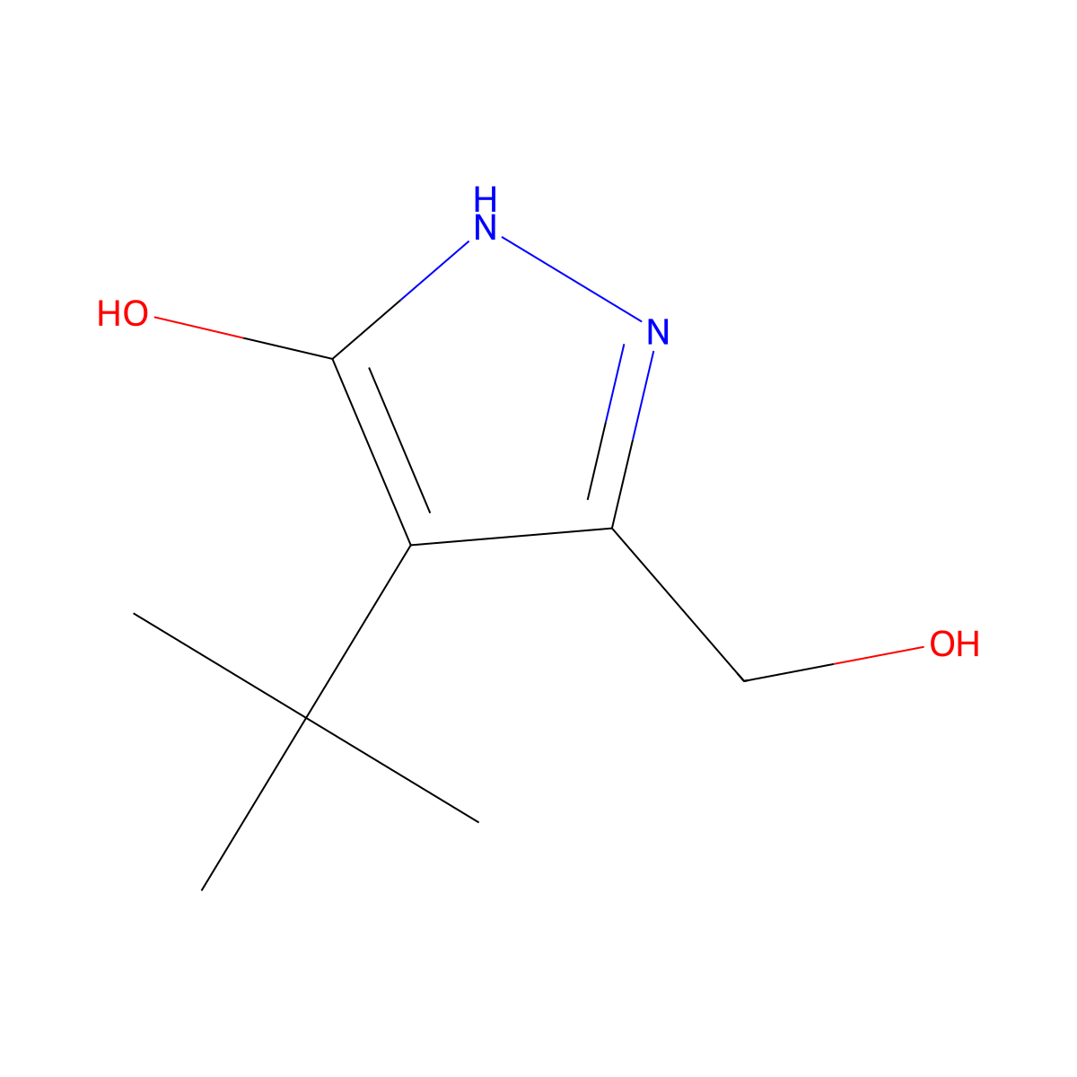 4-Tert-butyl-3-(hydroxymethyl)-1H-pyrazol-5-OL molecular structure, CAS 265643-77-4
