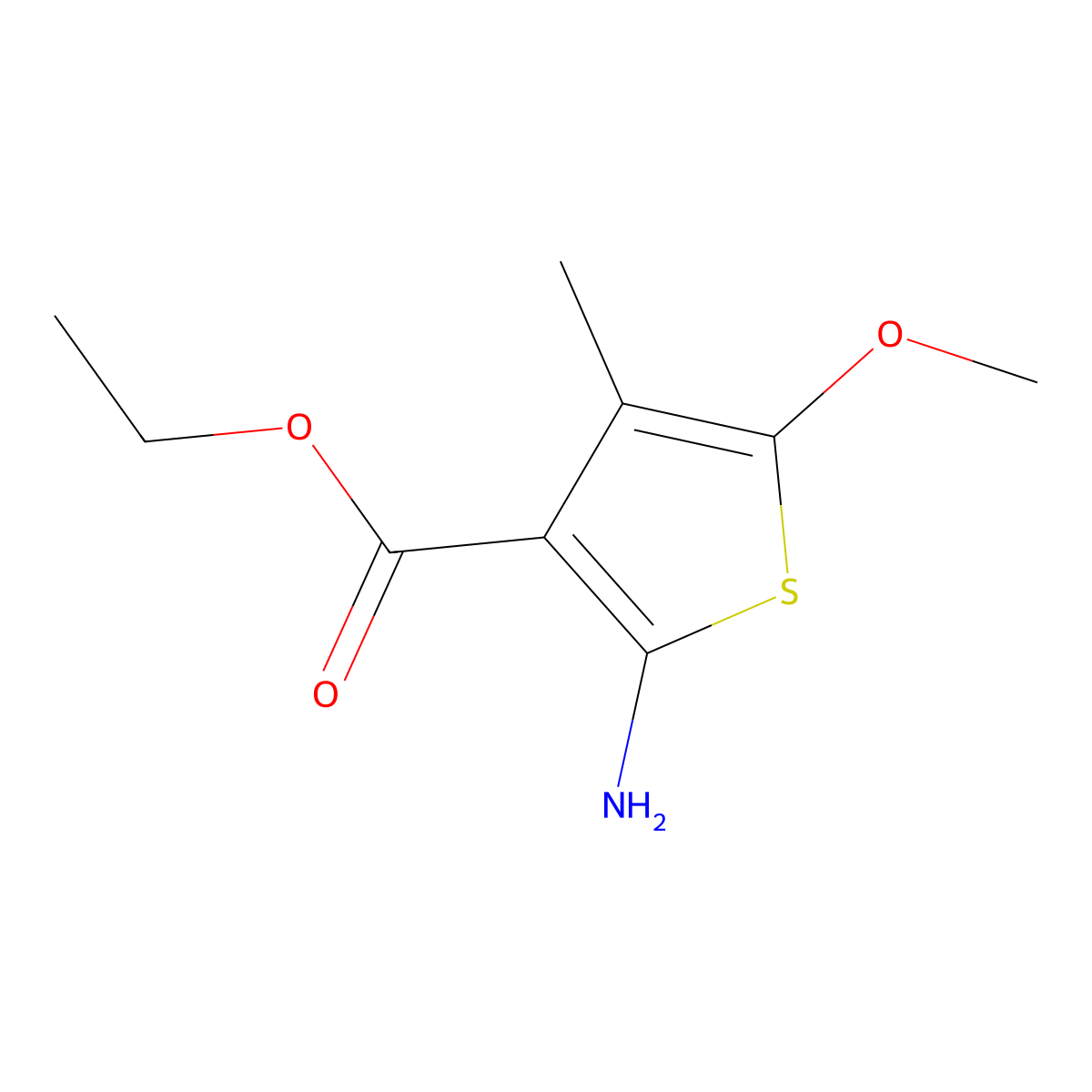 Ethyl 2-amino-5-methoxy-4-methylthiophene-3-carboxylate molecular structure, CAS 265650-09-7