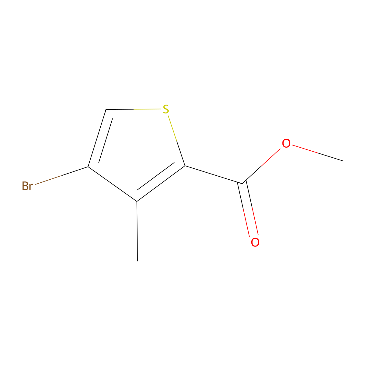 Methyl 4-bromo-3-methylthiophene-2-carboxylate molecular structure, CAS 265652-38-8