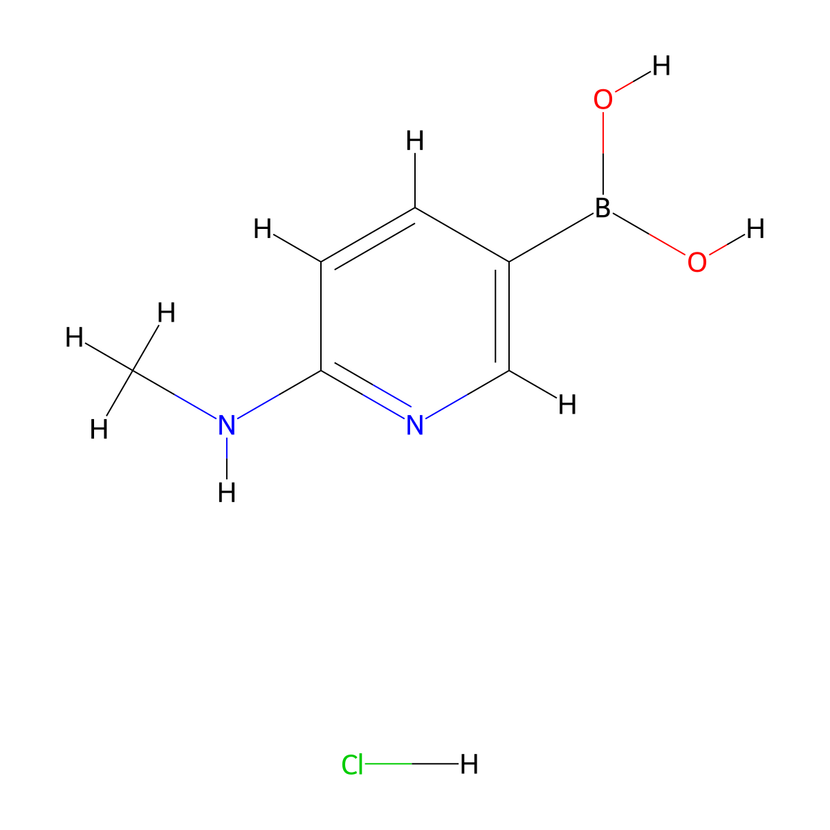[6-(Methylamino)pyridin-3-yl]boronic acid hydrochloride molecular structure, CAS 265664-53-7