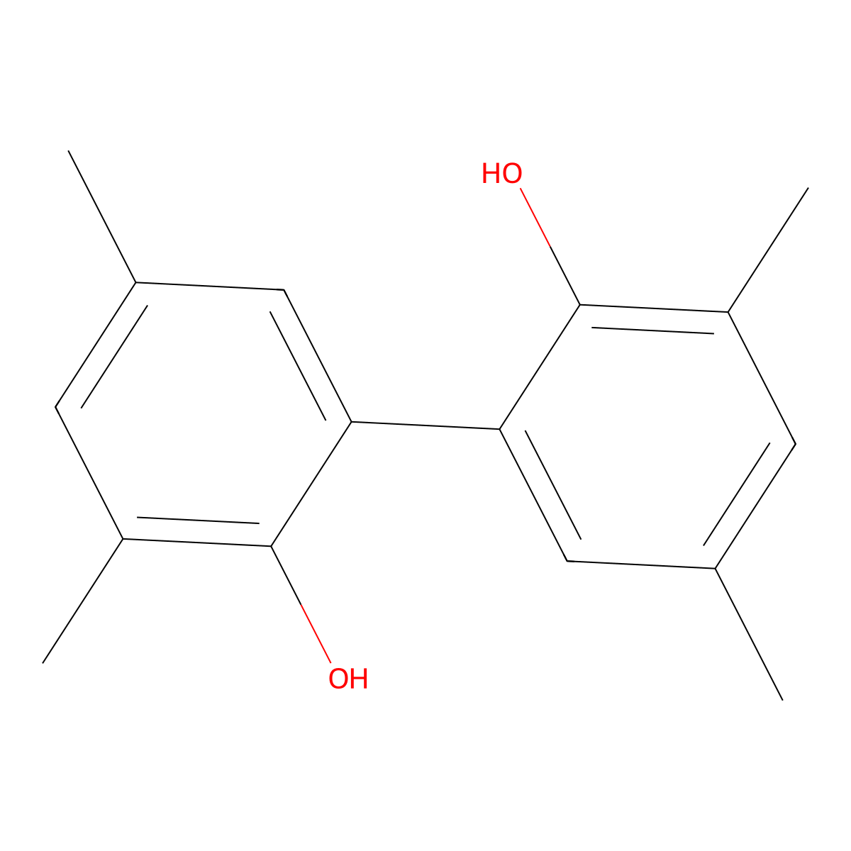 3,3',5,5'-Tetramethyl-[1,1'-biphenyl]-2,2'-diol molecular structure, CAS 26567-10-2