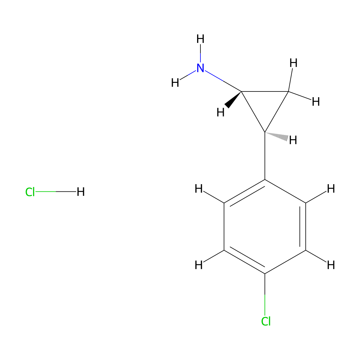 rac-(1R,2S)-2-(4-chlorophenyl)cyclopropan-1-amine hydrochloride molecular structure, CAS 26568-25-2