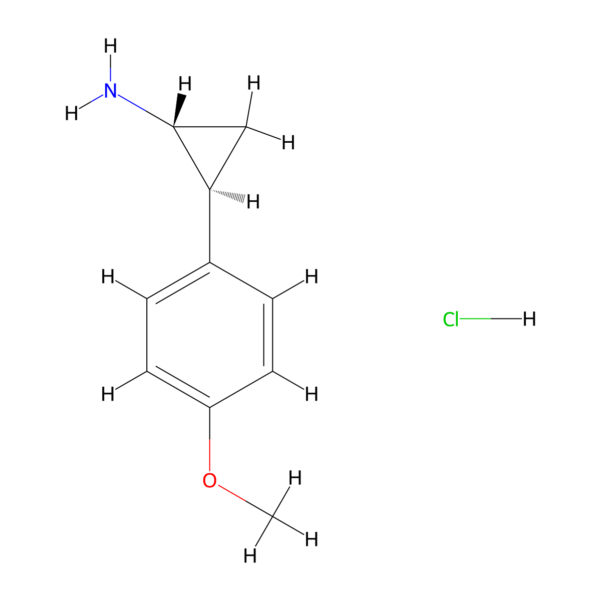 rac-(1R,2S)-2-(4-methoxyphenyl)cyclopropan-1-amine hydrochloride molecular structure, CAS 26568-28-5