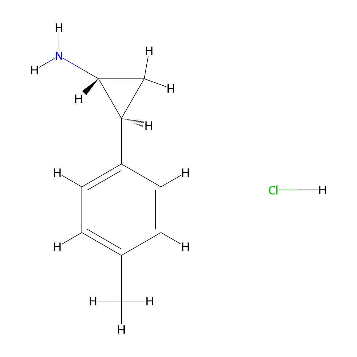 rac-(1R,2S)-2-(4-methylphenyl)cyclopropan-1-amine hydrochloride molecular structure, CAS 26568-29-6