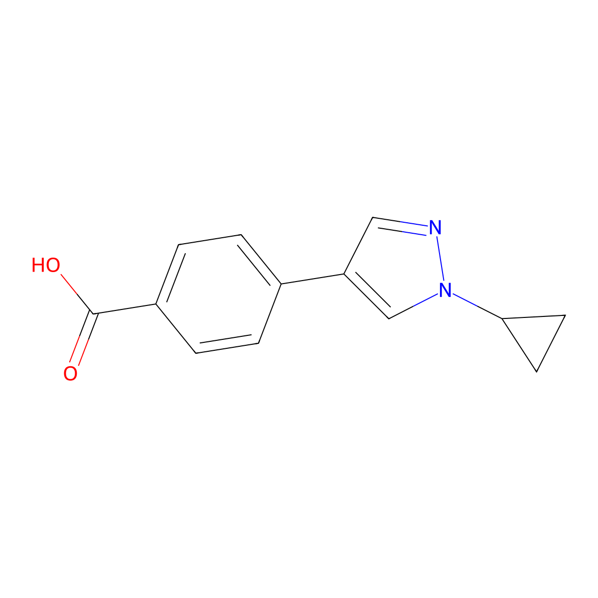 4-(1-Cyclopropyl-1H-pyrazol-4-yl)benzoic acid molecular structure, CAS 2657652-54-3