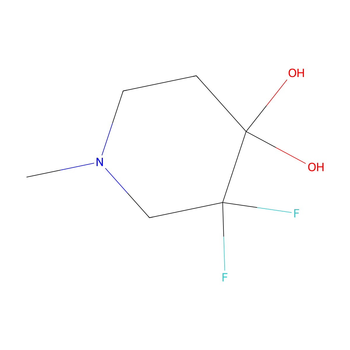 3,3-Difluoro-1-methyl-piperidine-4,4-diol molecular structure, CAS 2657733-76-9