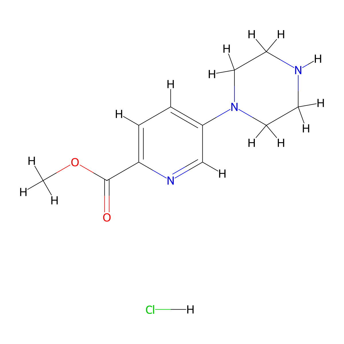 Methyl 5-(piperazin-1-yl)picolinate hydrochloride molecular structure, CAS 2657754-17-9