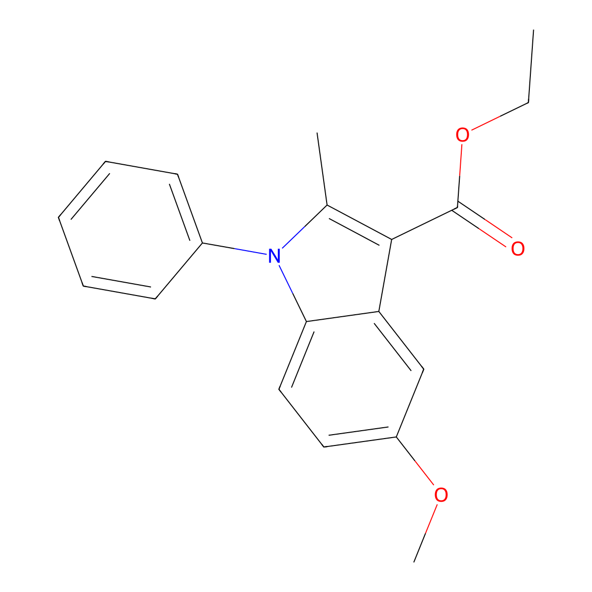 Ethyl 5-methoxy-2-methyl-1-phenyl-1H-indole-3-carboxylate molecular structure, CAS 26582-44-5