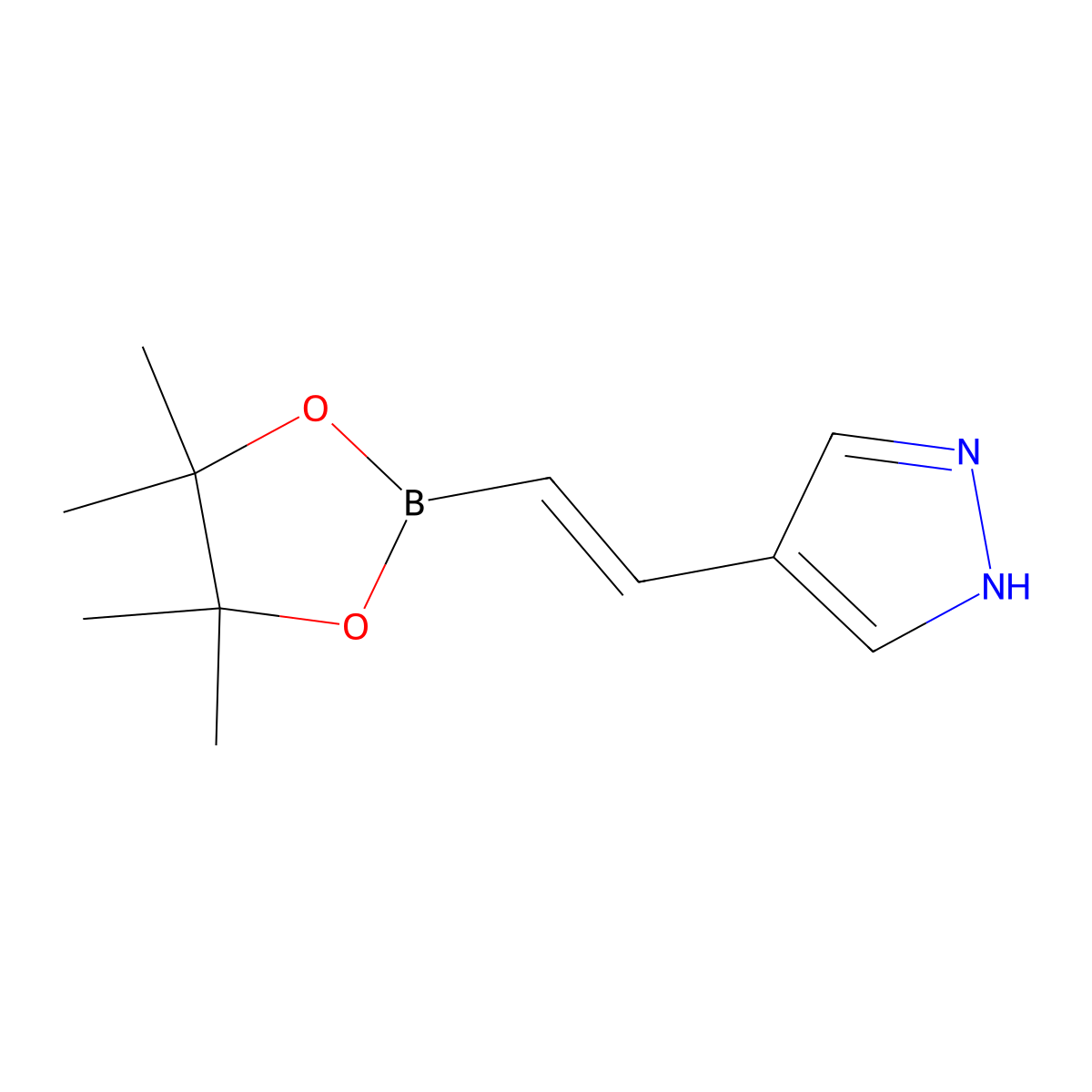 4-[2-(tetramethyl-1,3,2-dioxaborolan-2-yl)ethenyl]-1H-pyrazole molecular structure, CAS 2658467-94-6