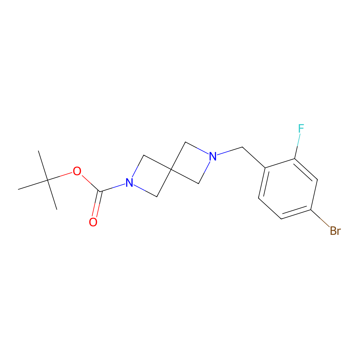 1,1-Dimethylethyl 6-[(4-bromo-2-fluorophenyl)methyl]-2,6-diazaspiro[3.3]heptane-2-carboxylate molecular structure, CAS 2658468-00-7