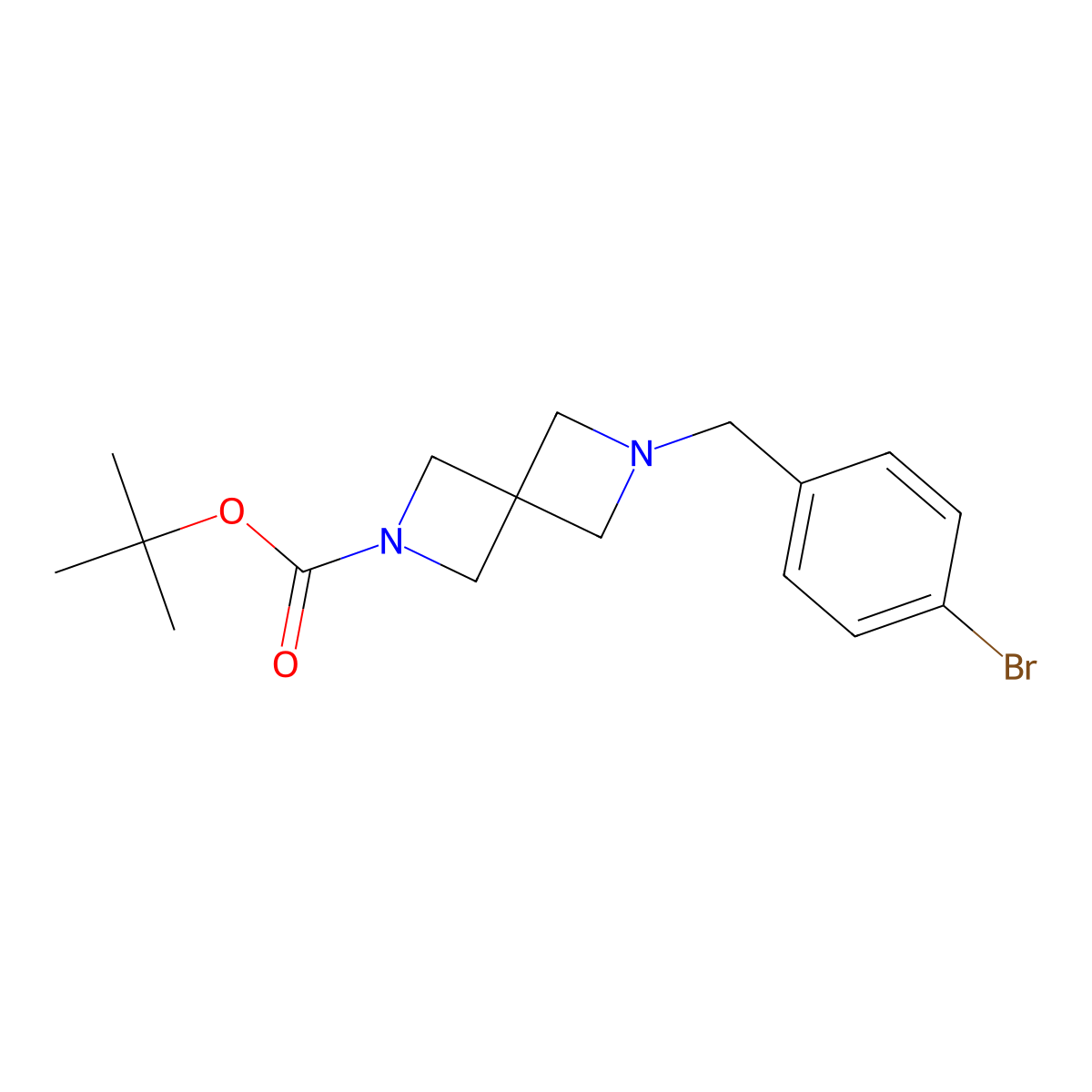 1,1-Dimethylethyl 6-[(4-bromophenyl)methyl]-2,6-diazaspiro[3.3]heptane-2-carboxylate molecular structure, CAS 2658468-05-2