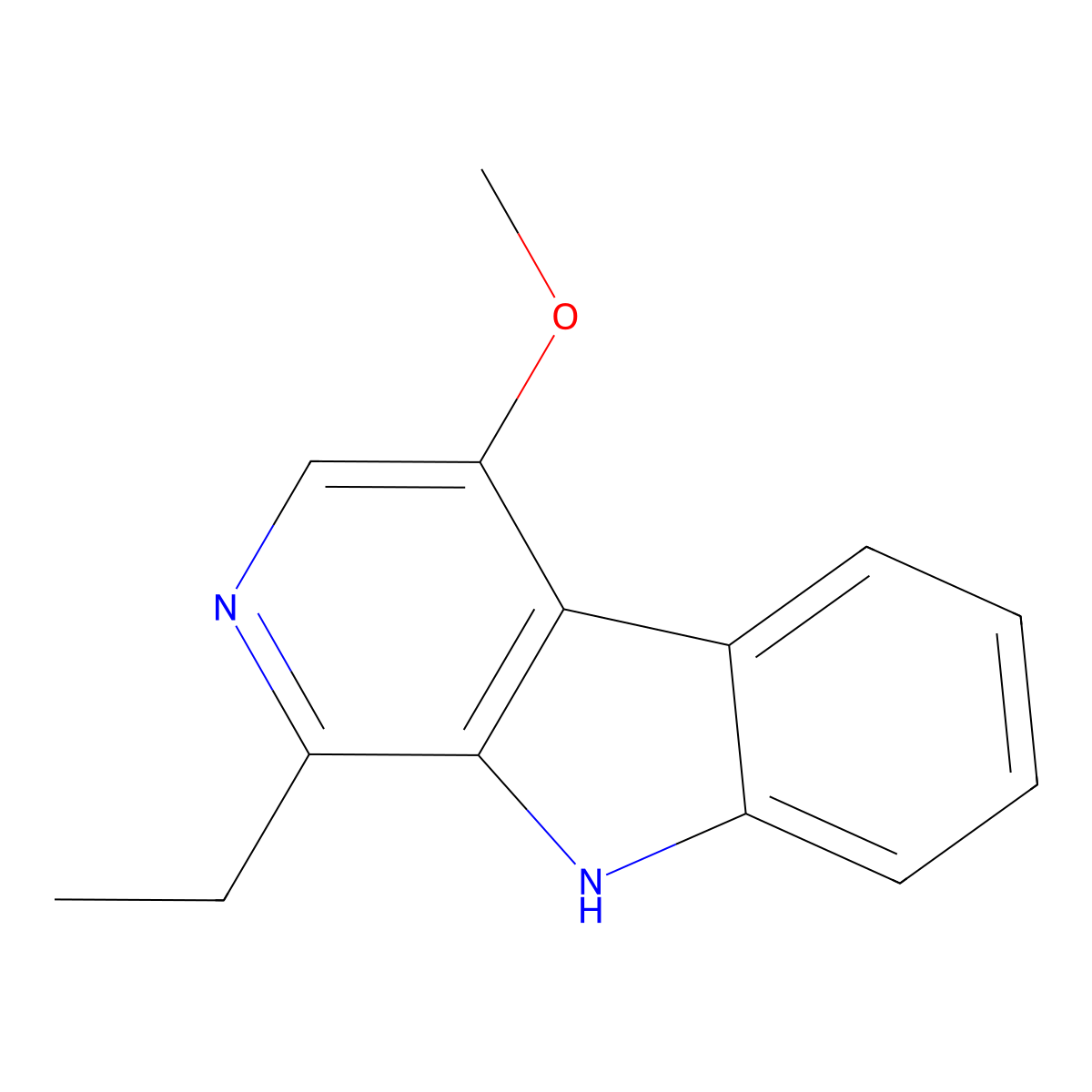 1-ethyl-4-methoxy-9H-pyrido(3,4-b)indole molecular structure, CAS 26585-14-8