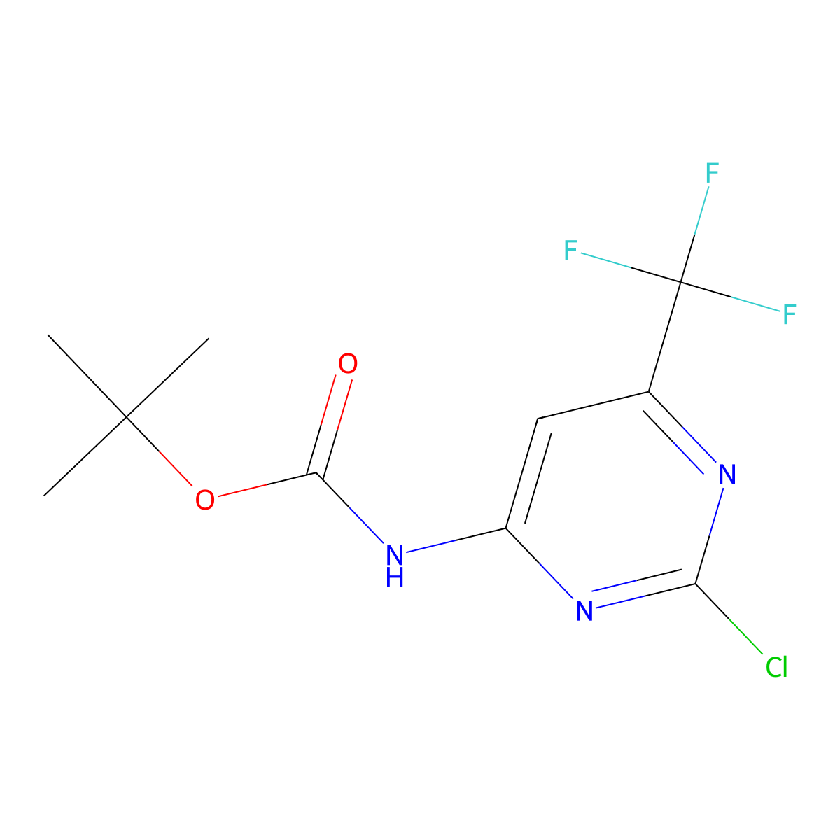 tert-butyl N-[2-chloro-6-(trifluoromethyl)pyrimidin-4-yl]carbamate molecular structure, CAS 2658562-05-9