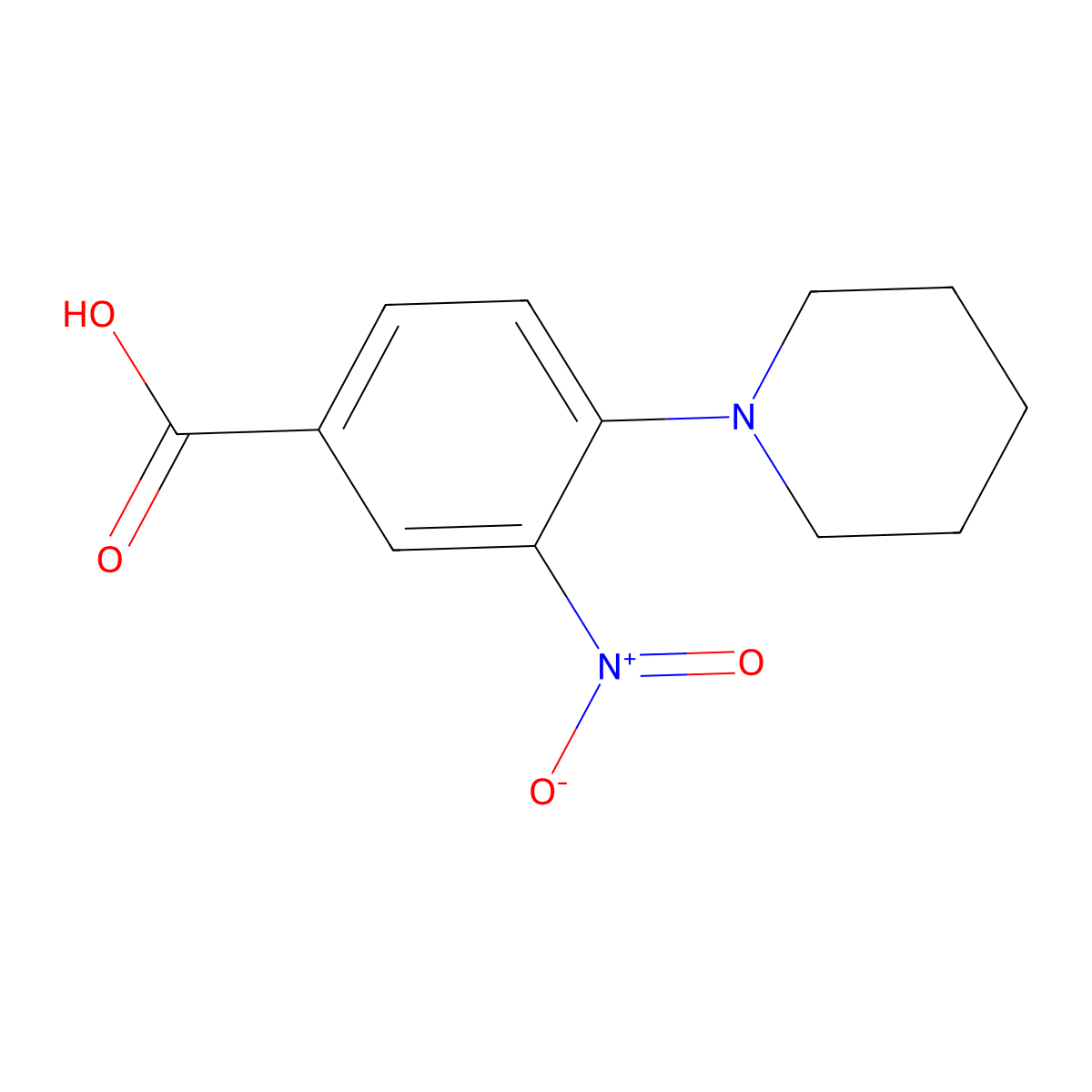 3-Nitro-4-(piperidin-1-yl)benzoic acid molecular structure, CAS 26586-26-5