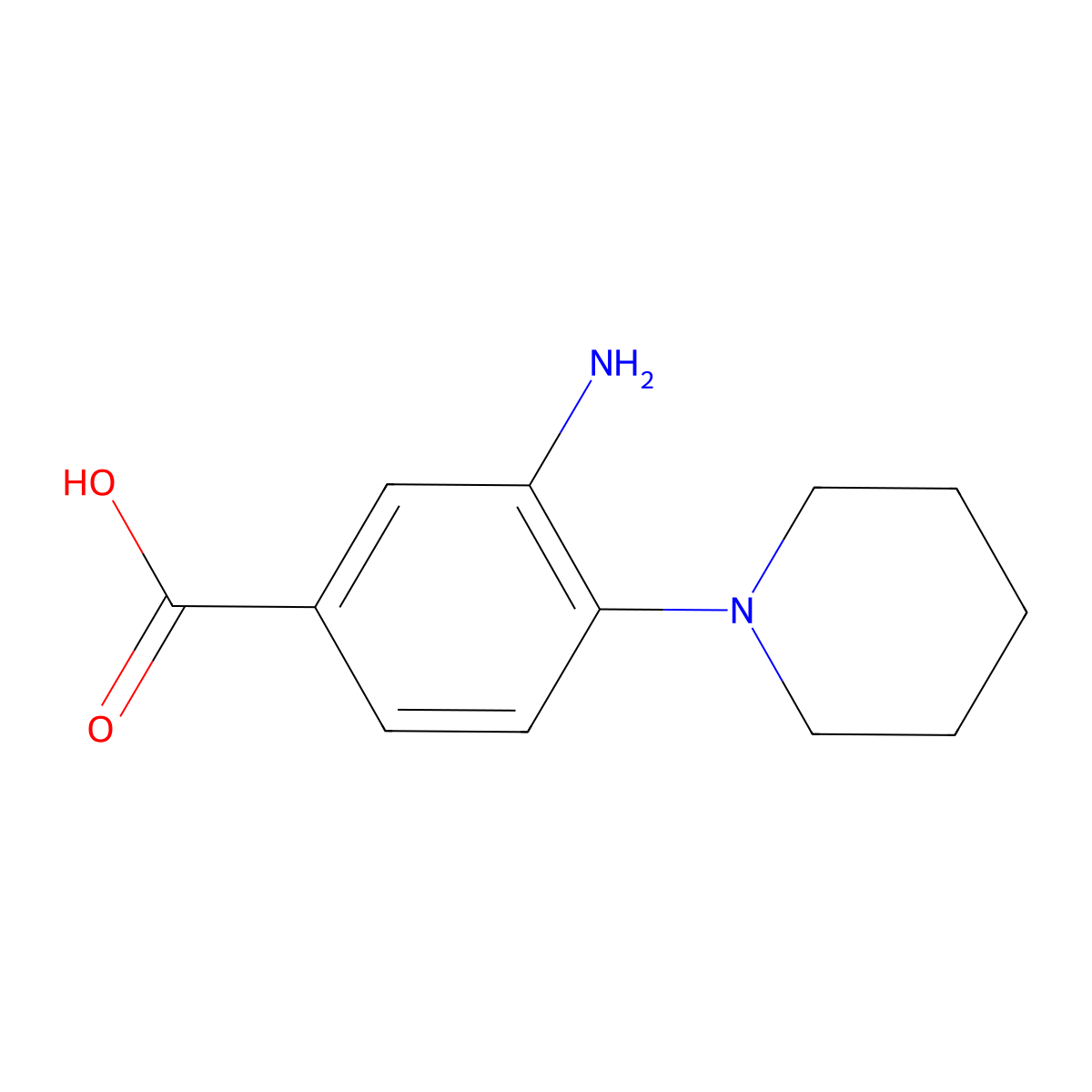 3-Amino-4-(piperidin-1-yl)benzoic acid molecular structure, CAS 26586-27-6