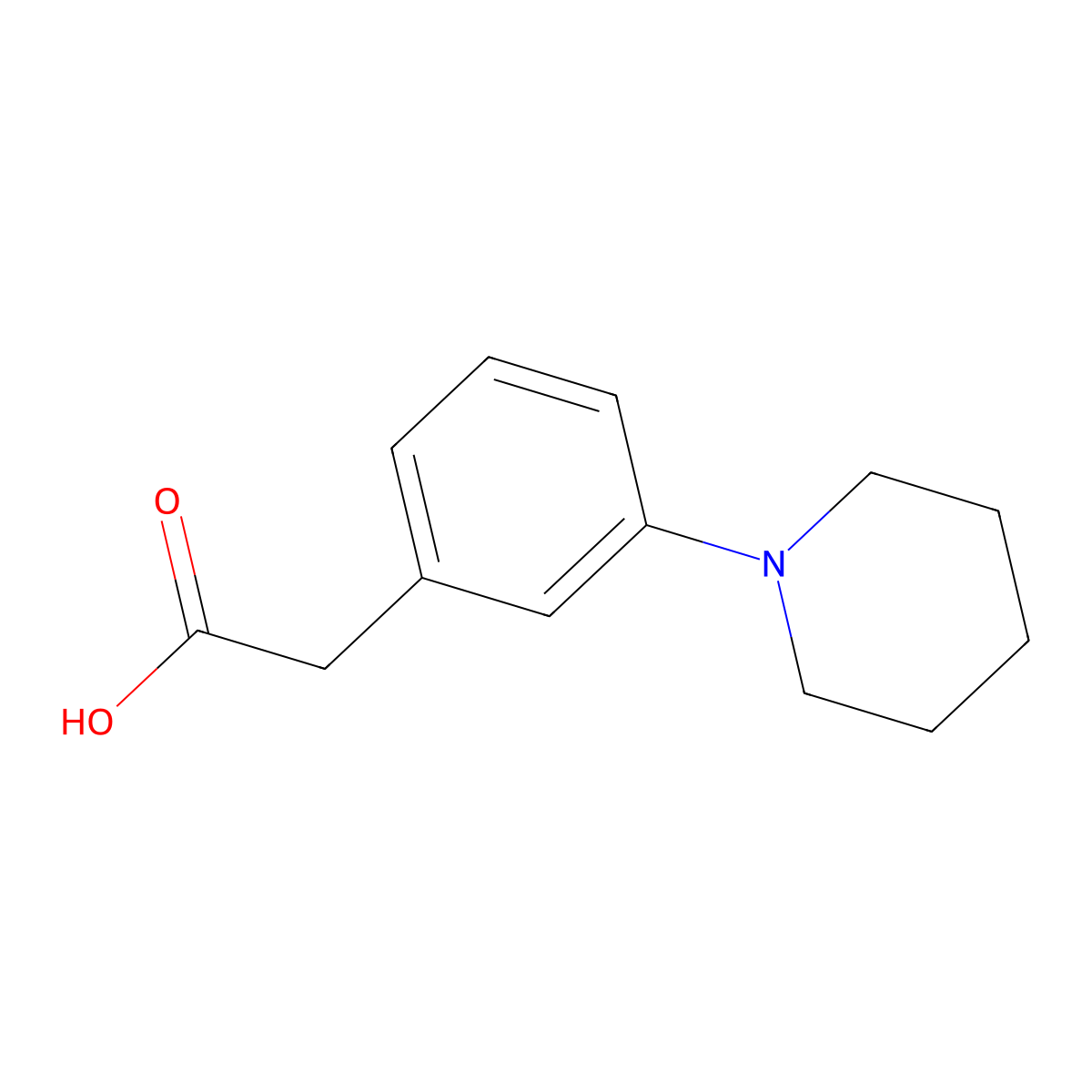 2-[3-(Piperidin-1-yl)phenyl]acetic acid molecular structure, CAS 26586-32-3