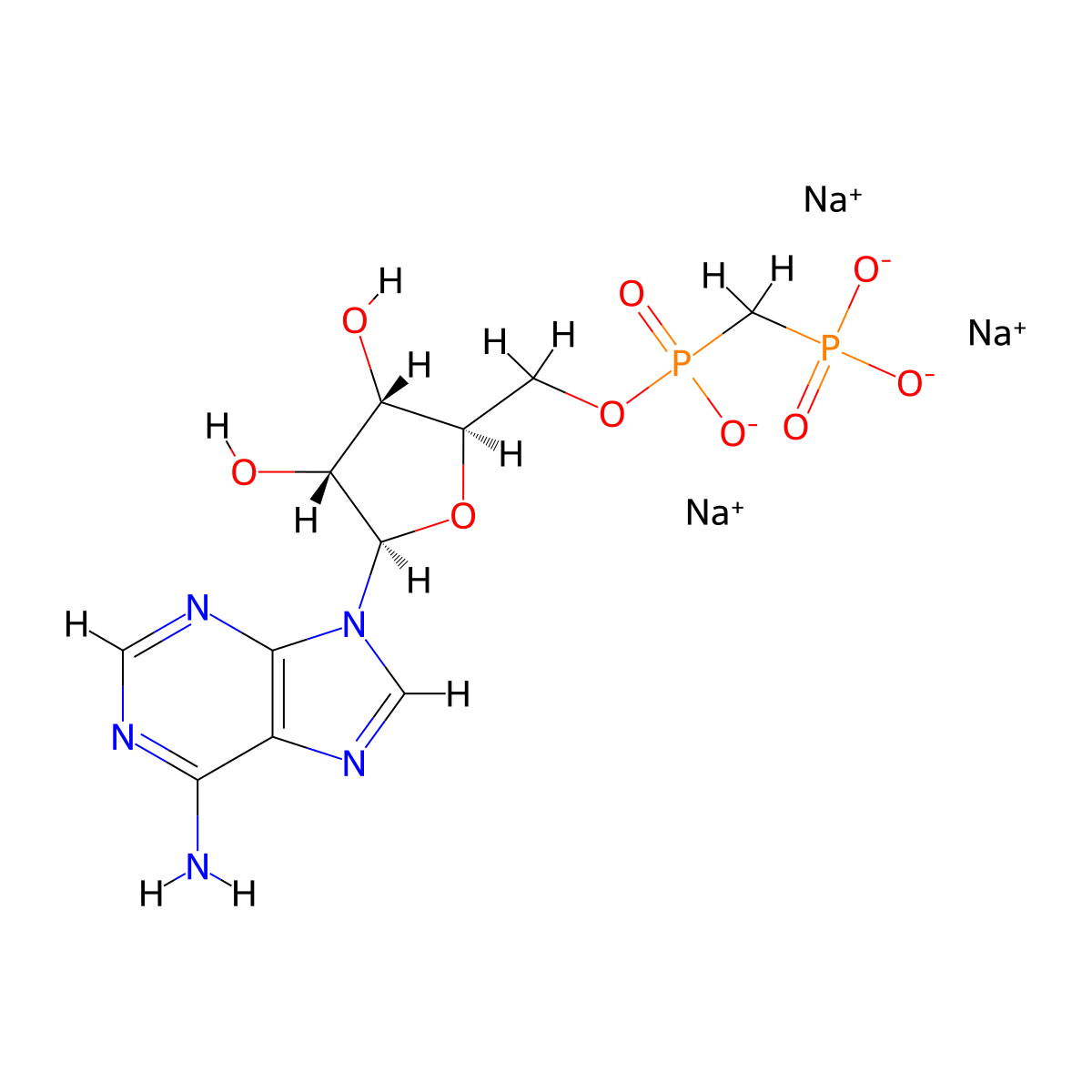 Adenosine 5'-methylenediphosphate (sodium salt) molecular structure, CAS 2659222-76-9