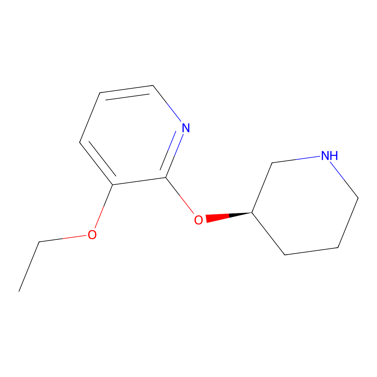 Pyridine, 3-ethoxy-2-[(3R)-3-piperidinyloxy]- molecular structure, CAS 2659333-83-0