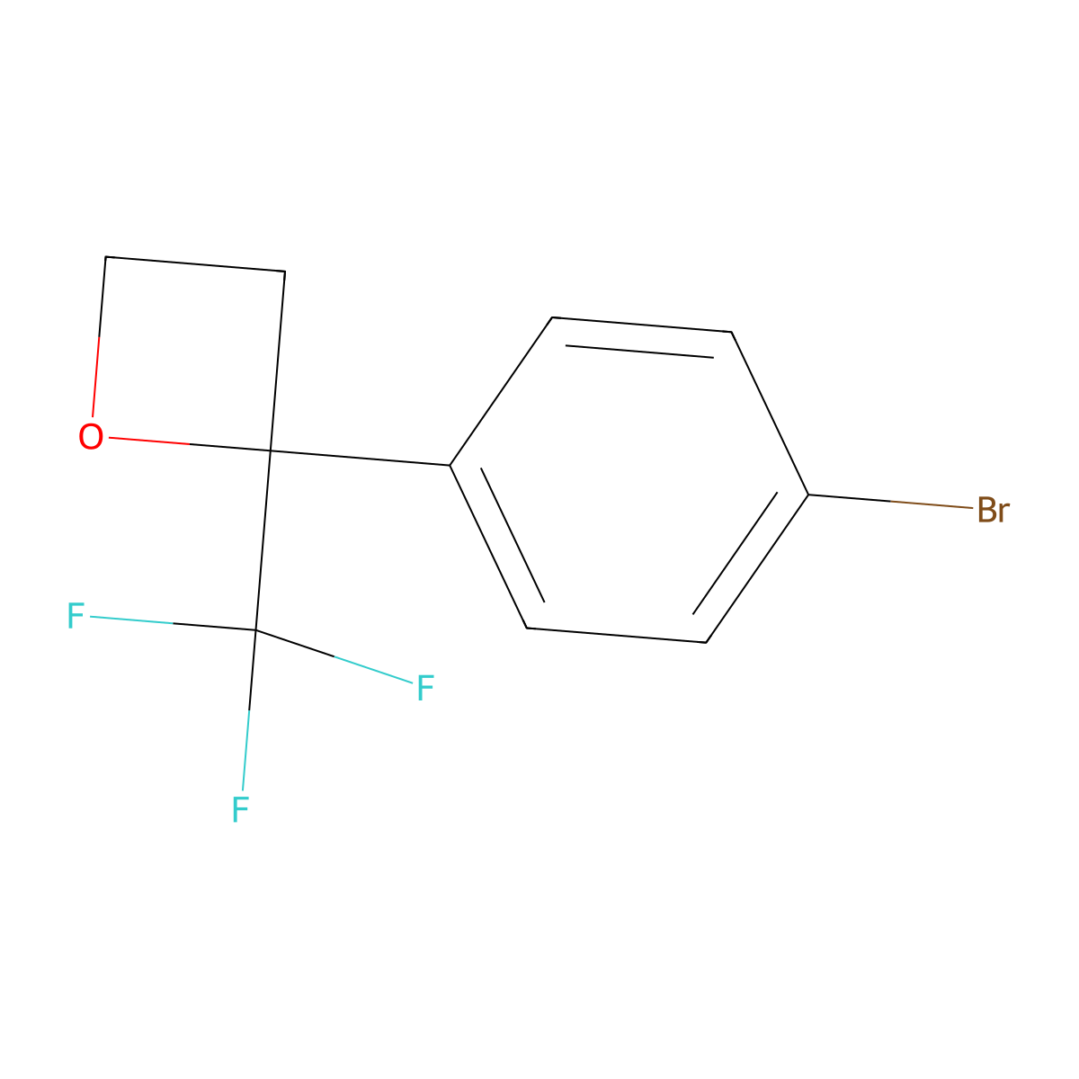 2-(4-Bromophenyl)-2-(trifluoromethyl)oxetane molecular structure, CAS 2659375-12-7