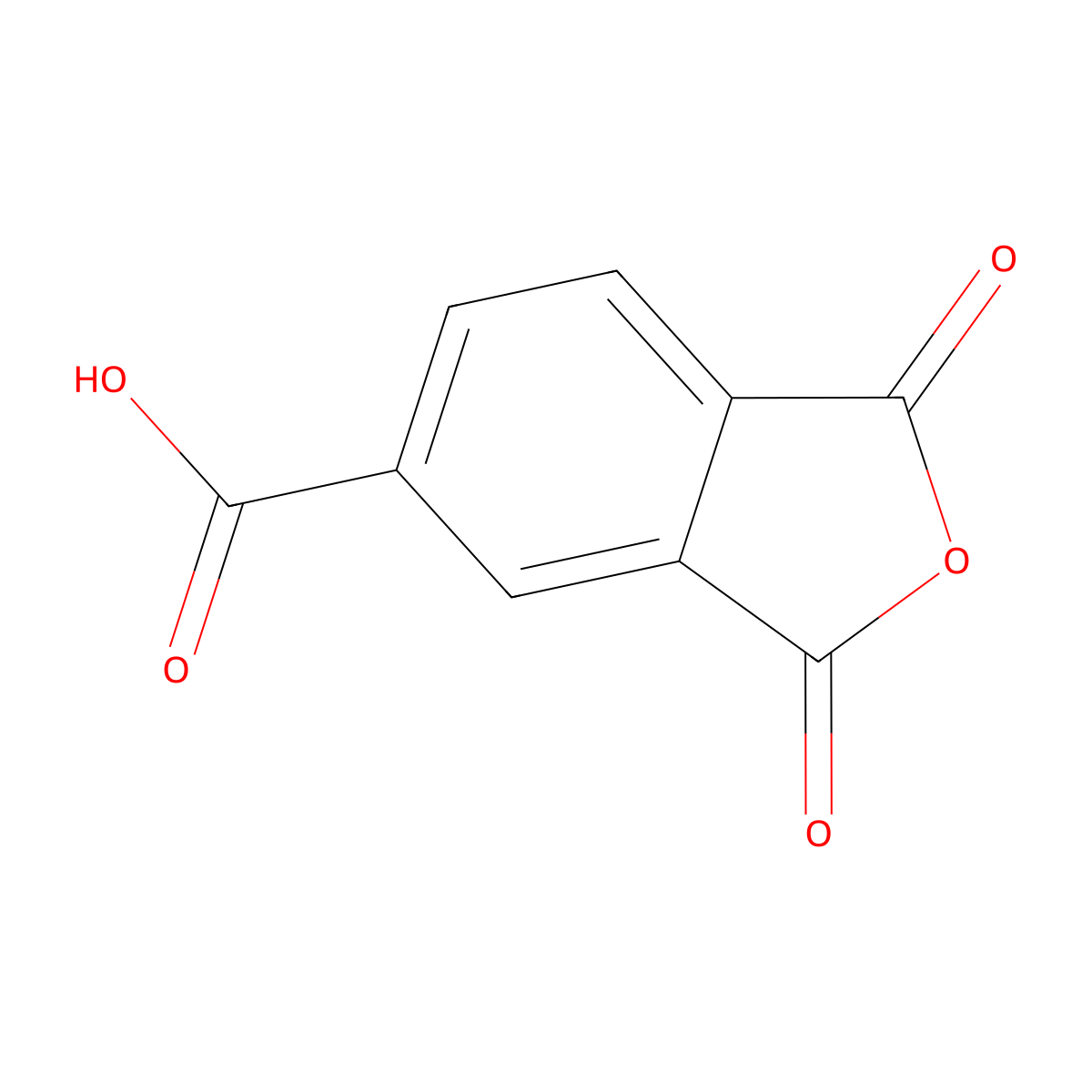 Trimellitic anhydride molecular structure, CAS 26597-44-4