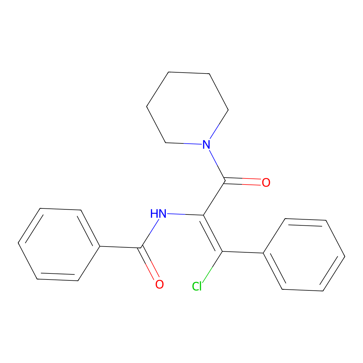 (Z)-N-(1-Chloro-3-oxo-1-phenyl-3-(piperidin-1-yl)prop-1-en-2-yl)benzamide molecular structure, CAS 265977-72-8