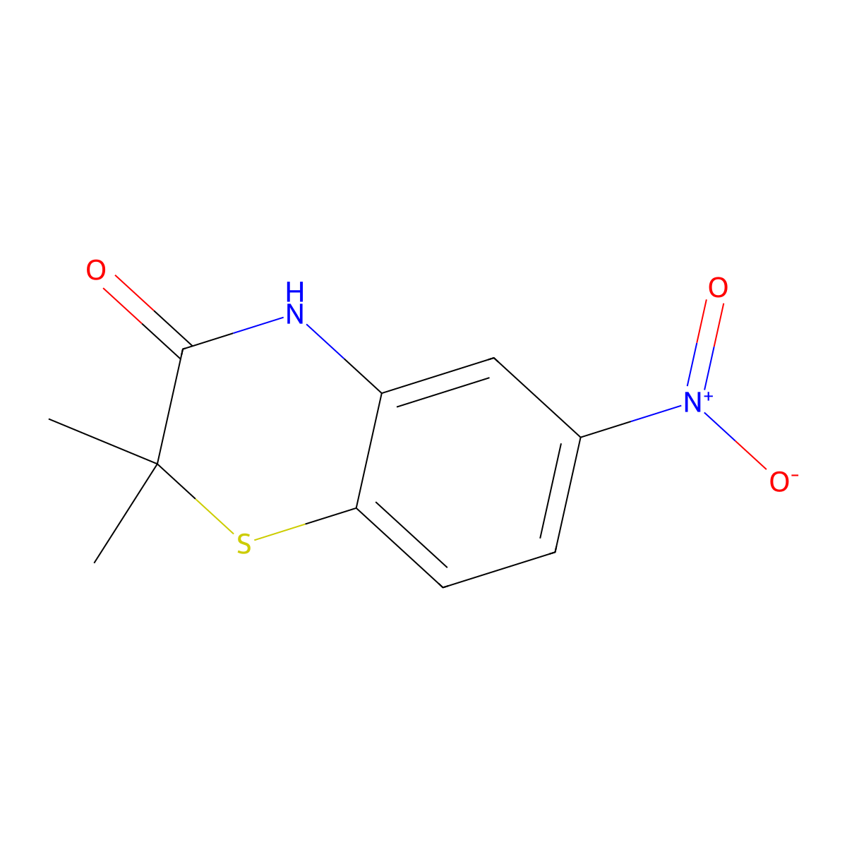 2,2-dimethyl-6-nitro-2H-1,4-benzothiazin-3(4H)-one molecular structure, CAS 265994-70-5