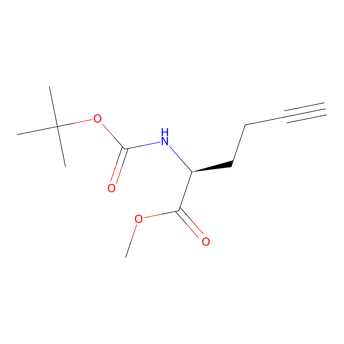 methyl (2S)-2-{[(tert-butoxy)carbonyl]amino}hex-5-ynoate molecular structure, CAS 266000-39-9
