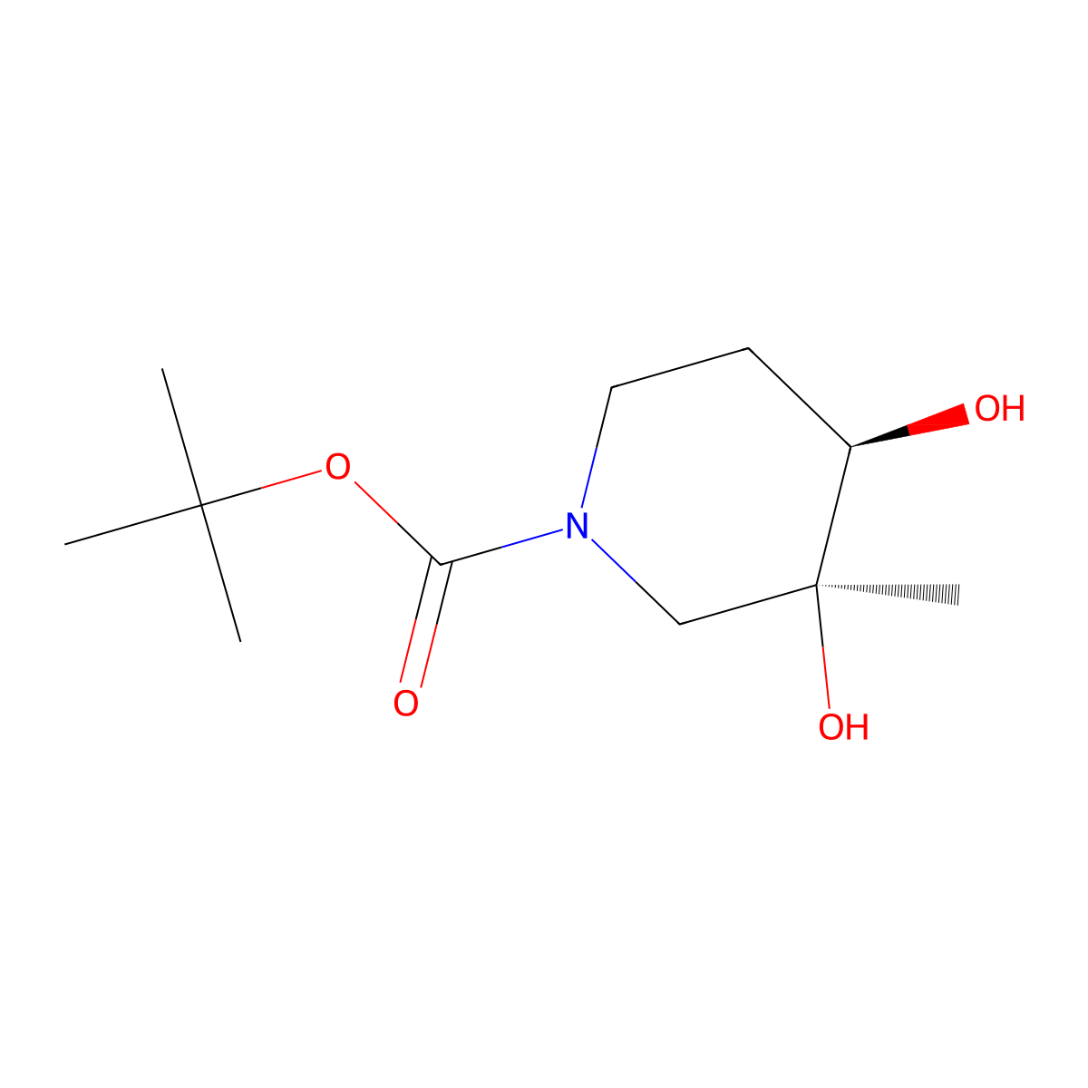 rac-tert-butyl (3R,4S)-3,4-dihydroxy-3-methylpiperidine-1-carboxylate molecular structure, CAS 2660254-70-4