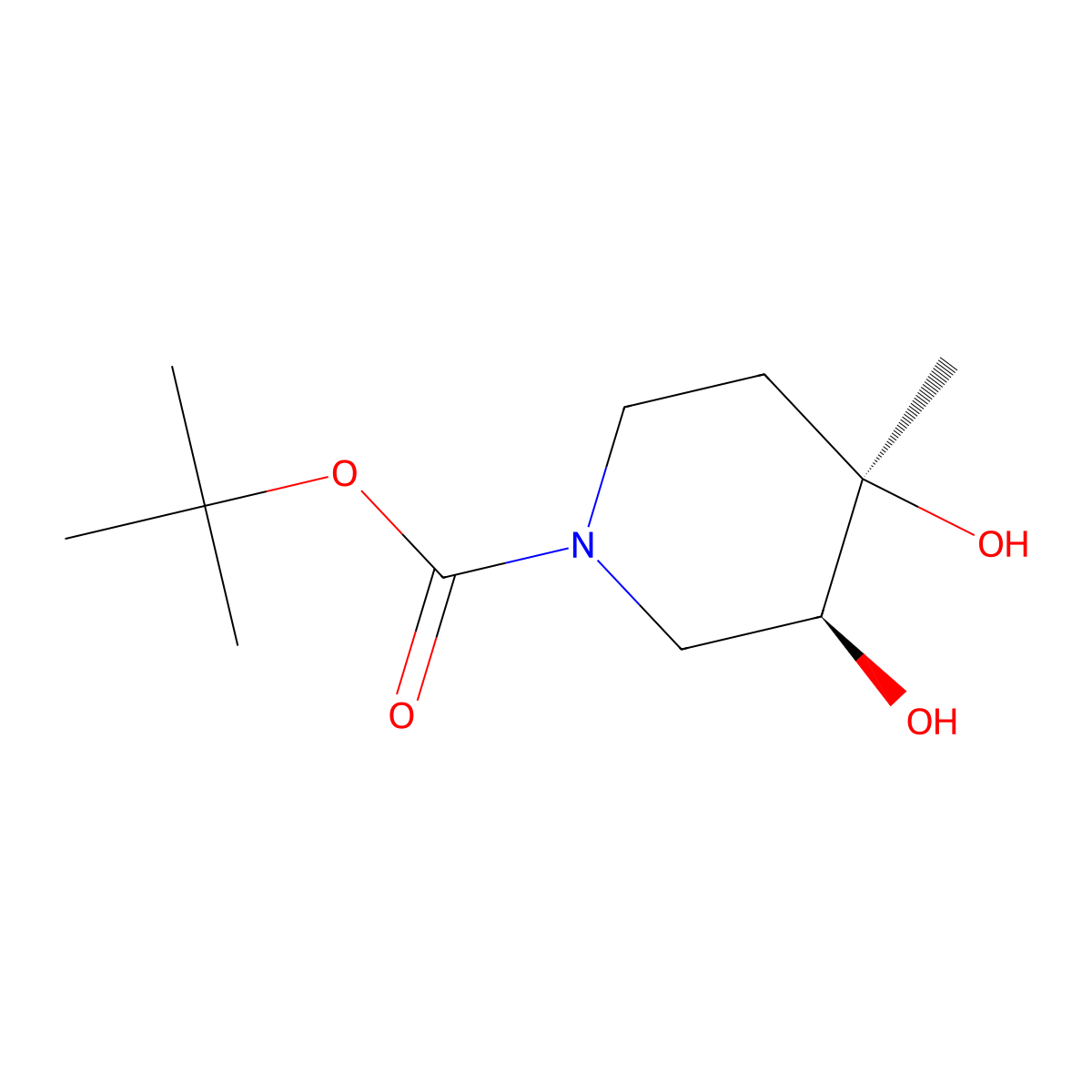 rac-tert-butyl (3R,4S)-3,4-dihydroxy-4-methylpiperidine-1-carboxylate molecular structure, CAS 2660254-97-5