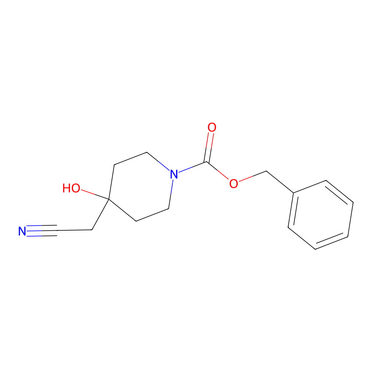 Benzyl 4-(cyanomethyl)-4-hydroxypiperidine-1-carboxylate molecular structure, CAS 2660255-16-1