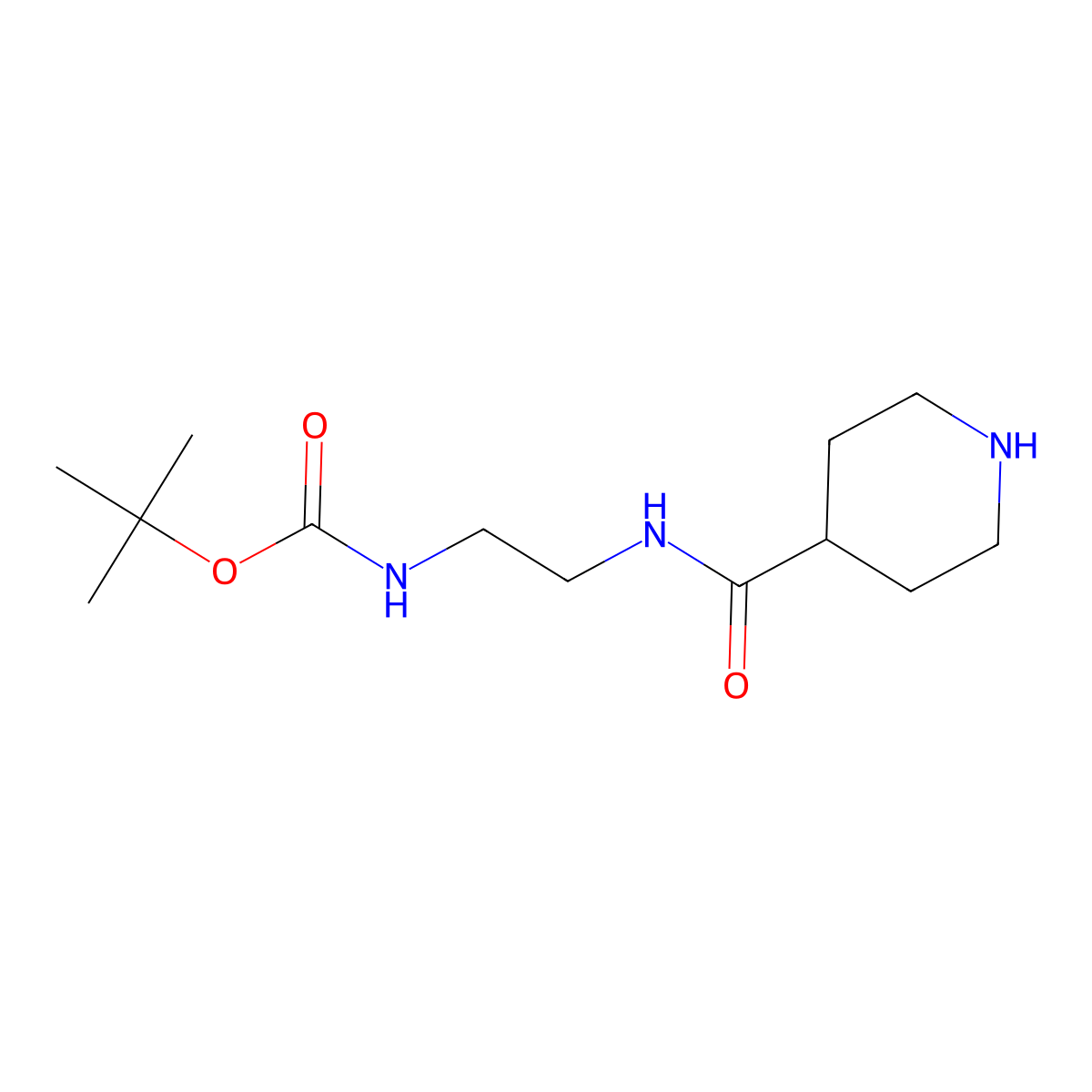 tert-butyl N-{2-[(piperidin-4-yl)formamido]ethyl}carbamate molecular structure, CAS 2661423-80-7