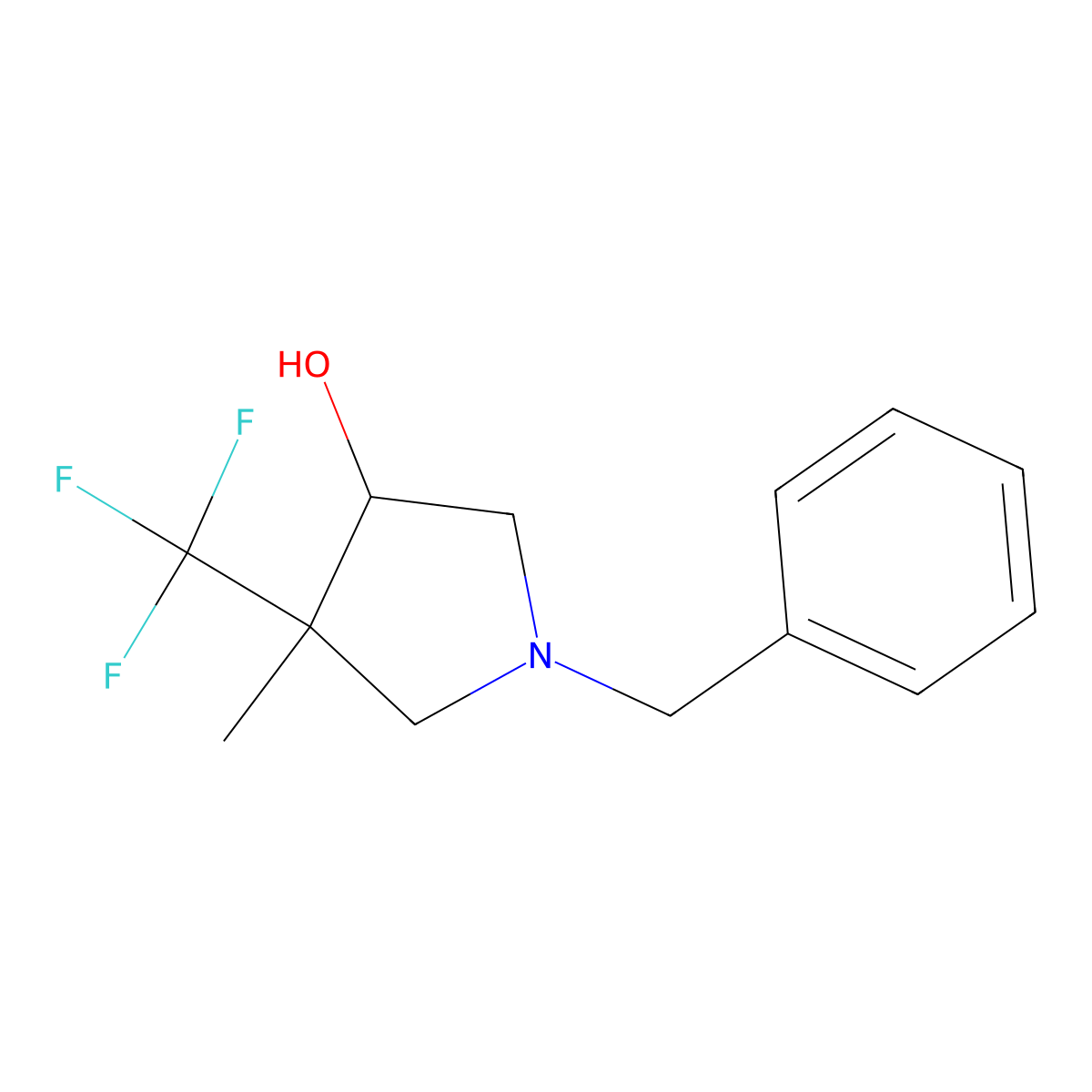 1-Benzyl-4-methyl-4-(trifluoromethyl)pyrrolidin-3-ol molecular structure, CAS 2661482-60-4