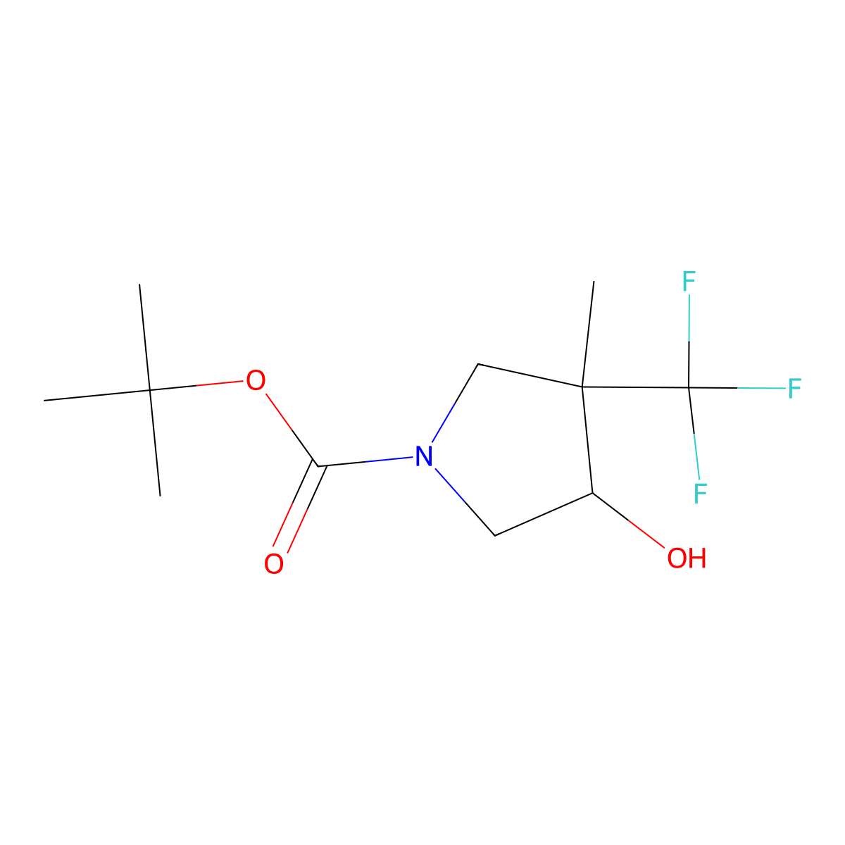 Tert-butyl 4-hydroxy-3-methyl-3-(trifluoromethyl)pyrrolidine-1-carboxylate molecular structure, CAS 2661482-63-7