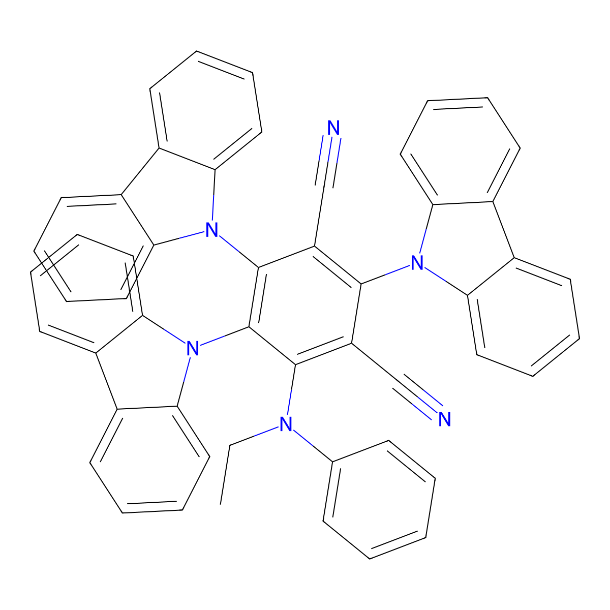 2,4,5-Tri(9H-carbazol-9-yl)-6-(ethyl(phenyl)amino)isophthalonitrile molecular structure, CAS 2662263-39-8