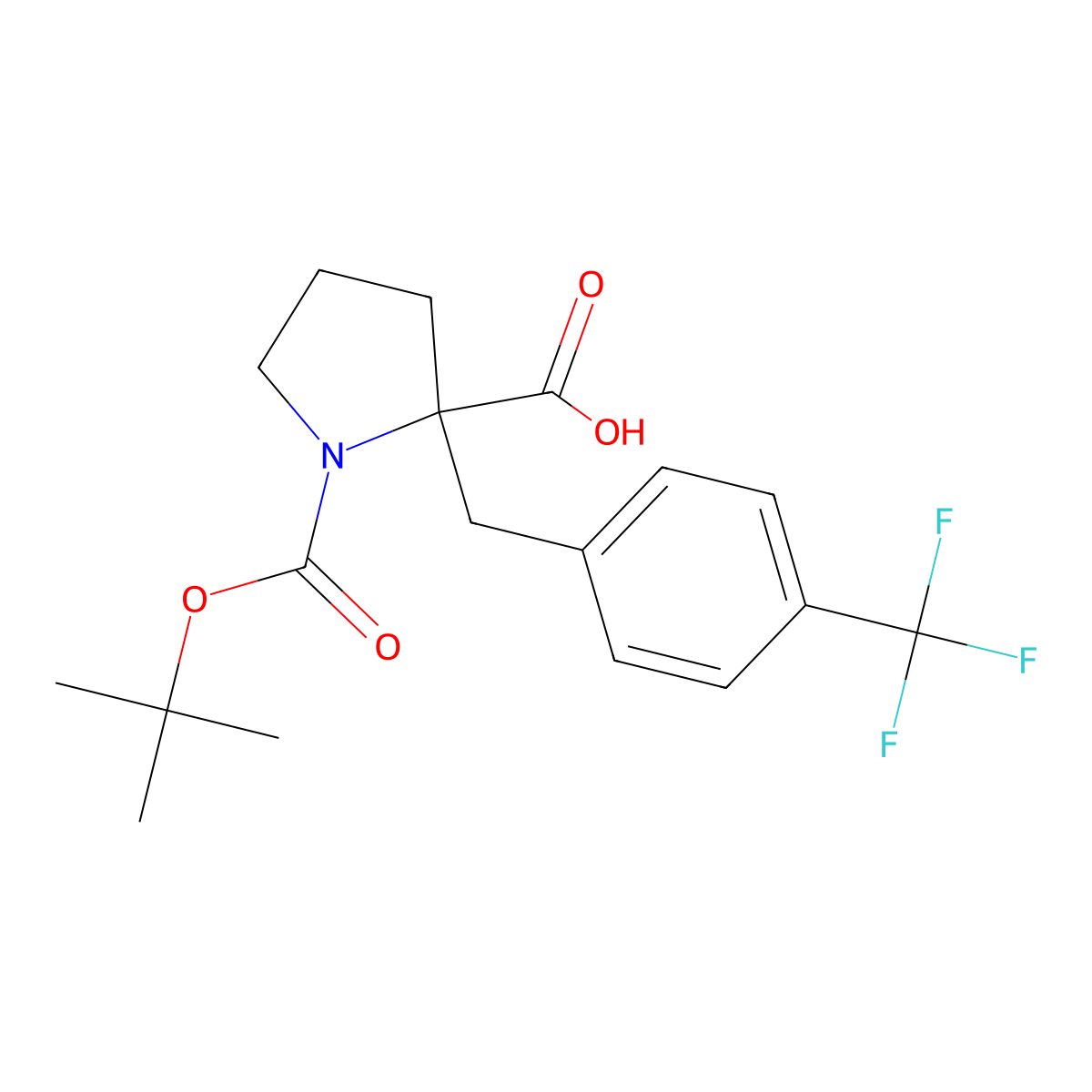 (S)-1-Boc-2-(4-trifluoromethylbenzyl)-2-pyrrolidinecarboxylic acid molecular structure, CAS 2662513-91-7