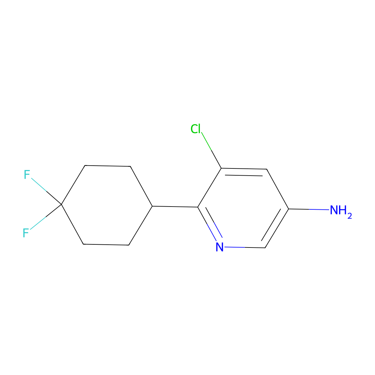 5-Chloro-6-(4,4-difluorocyclohexyl)-3-pyridinamine molecular structure, CAS 2662572-62-3