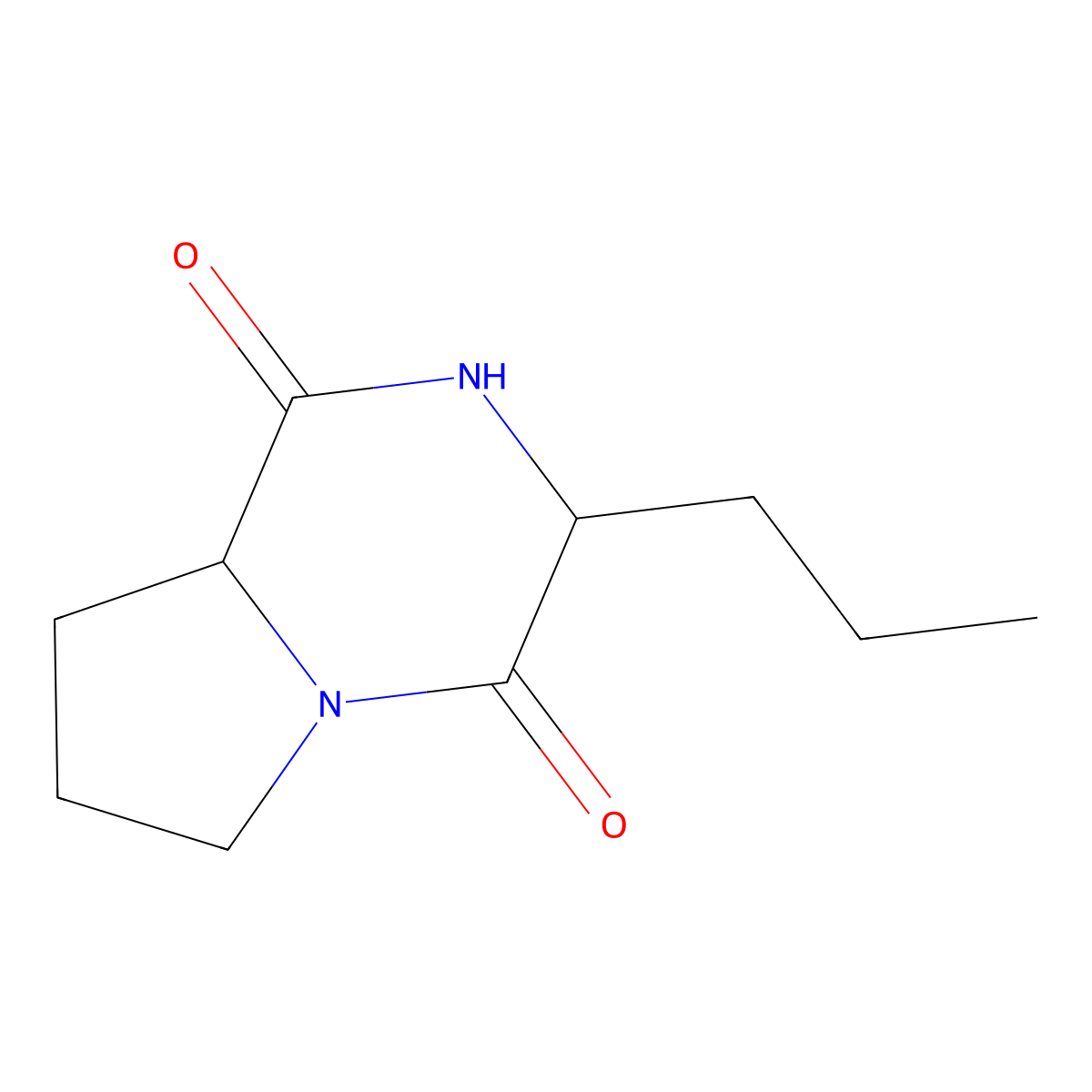 (3S,8aS)-3-propyl-octahydropyrrolo(1,2-a)pyrazine-1,4-dione molecular structure, CAS 26626-89-1