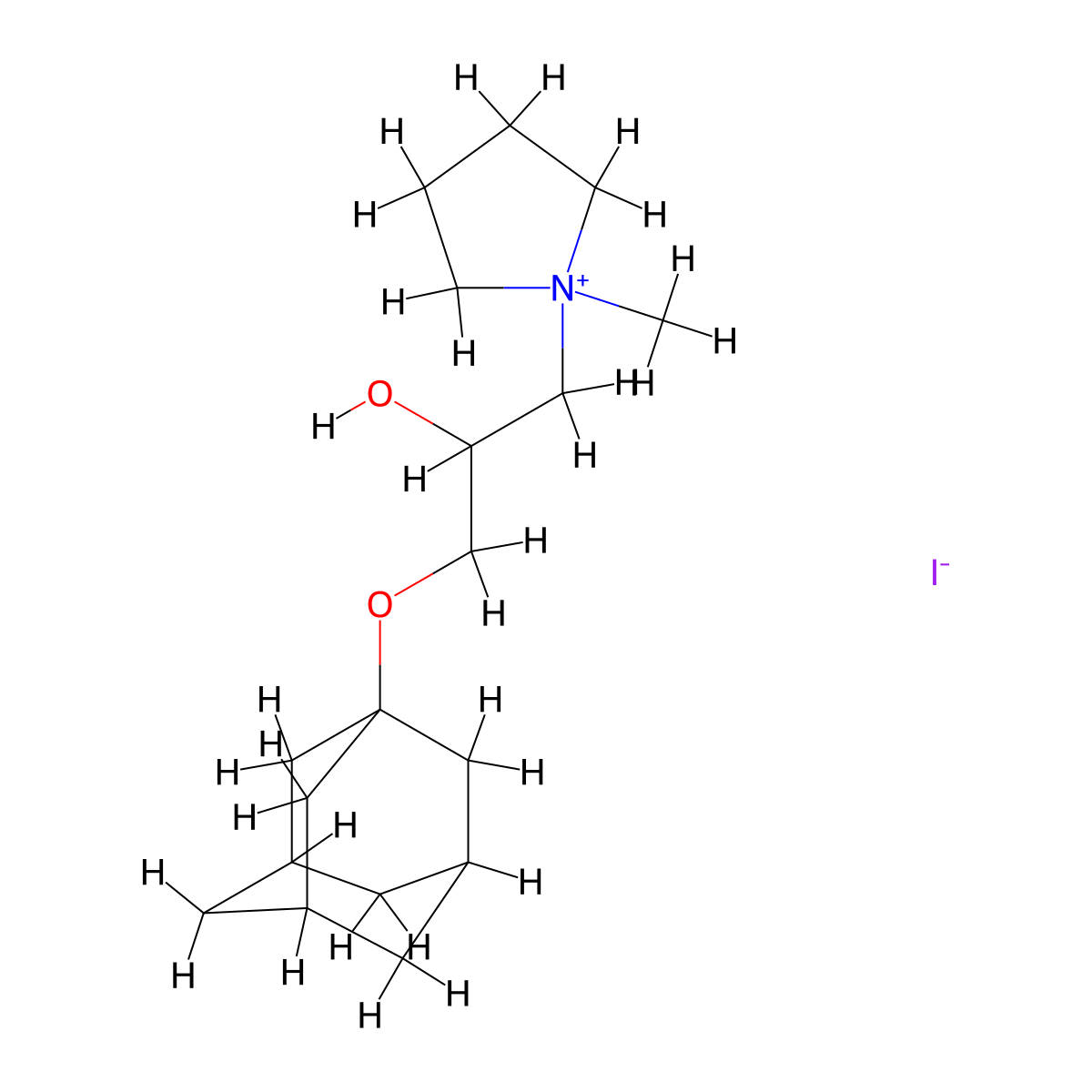 1-[3-(Adamantan-1-yloxy)-2-hydroxypropyl]-1-methylpyrrolidin-1-ium iodide molecular structure, CAS 2662611-44-9
