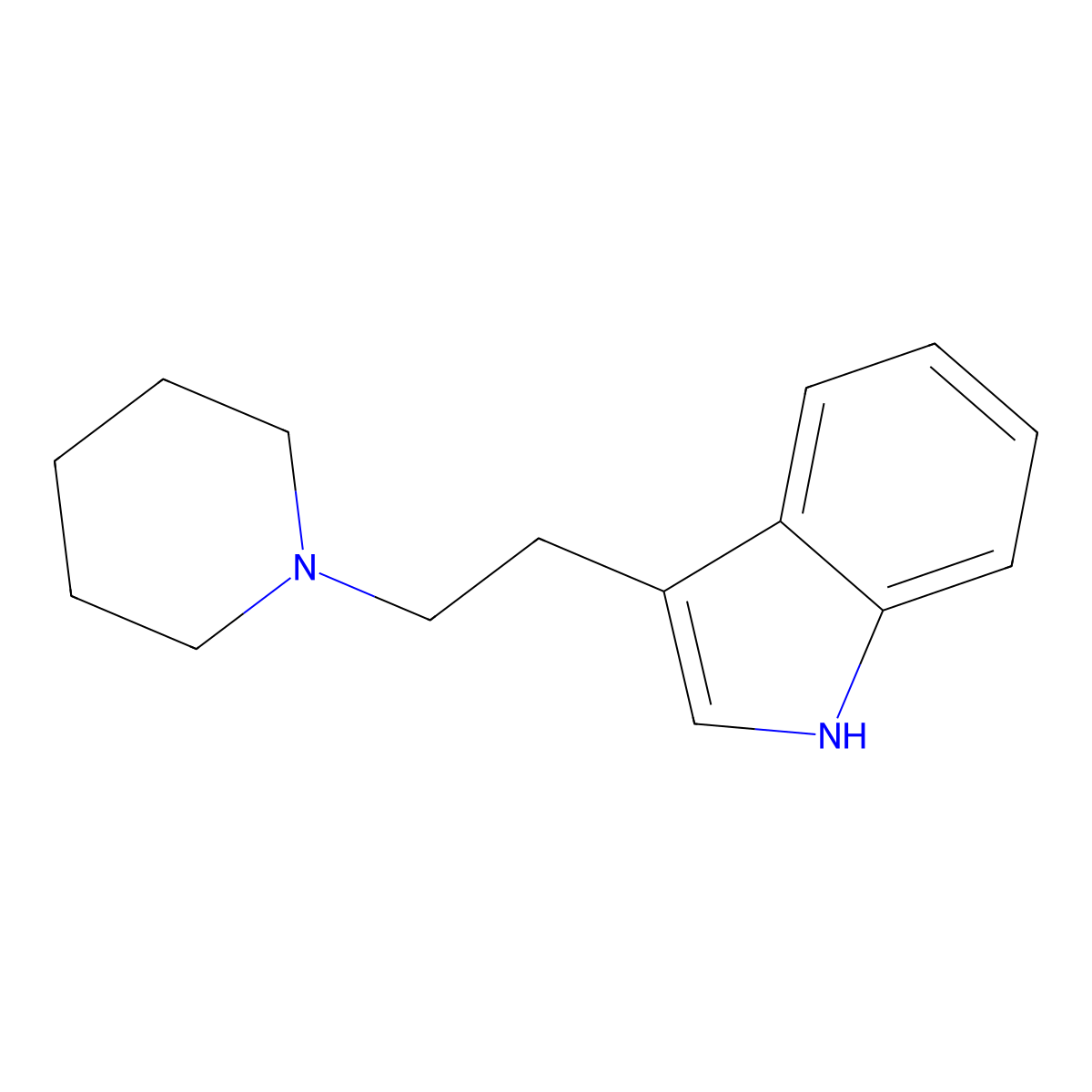 3-(2-(1-Piperidinyl)ethyl)-1H-indole molecular structure, CAS 26628-87-5