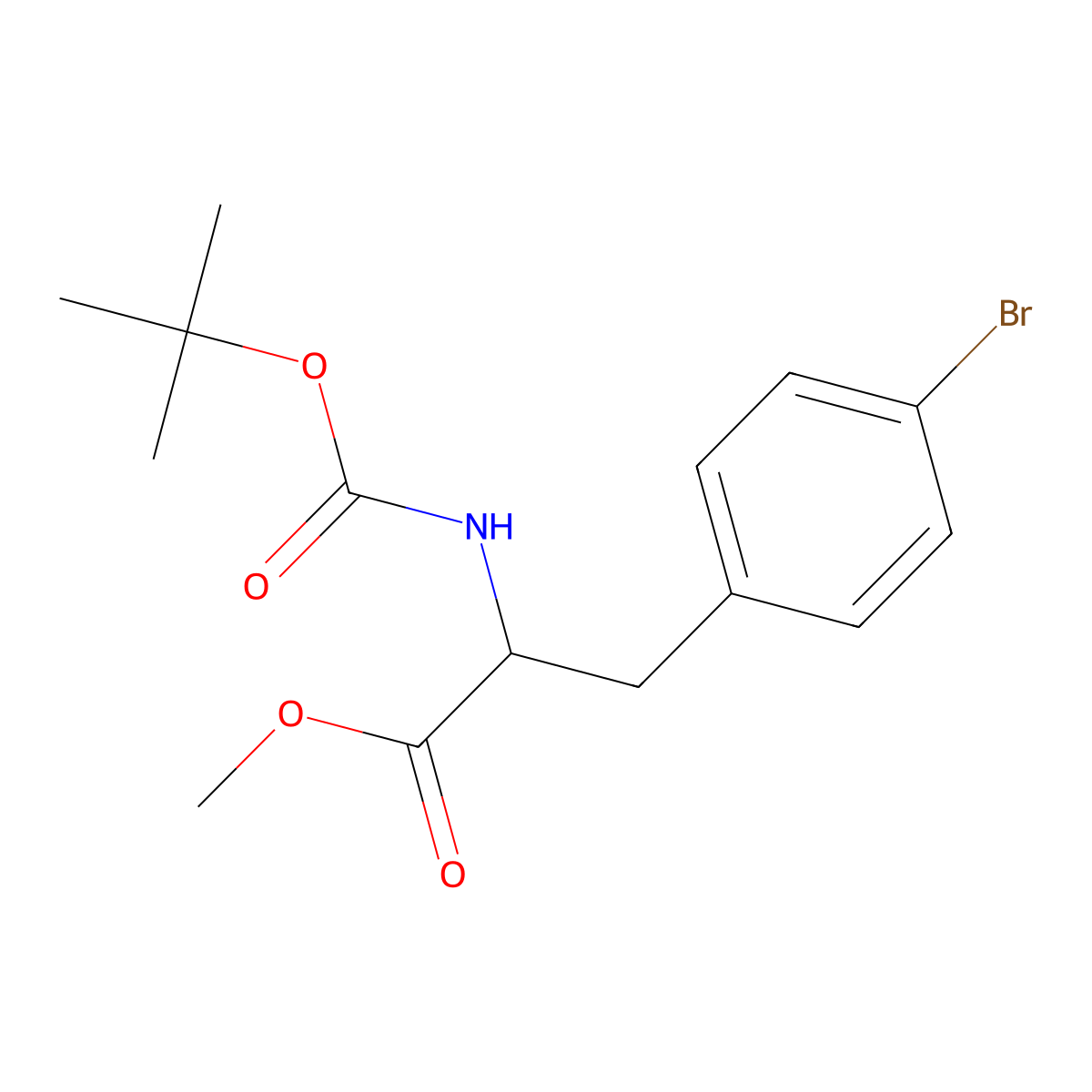 Methyl 3-(4-bromophenyl)-2-((tert-butoxycarbonyl)amino)propanoate molecular structure, CAS 266306-18-7