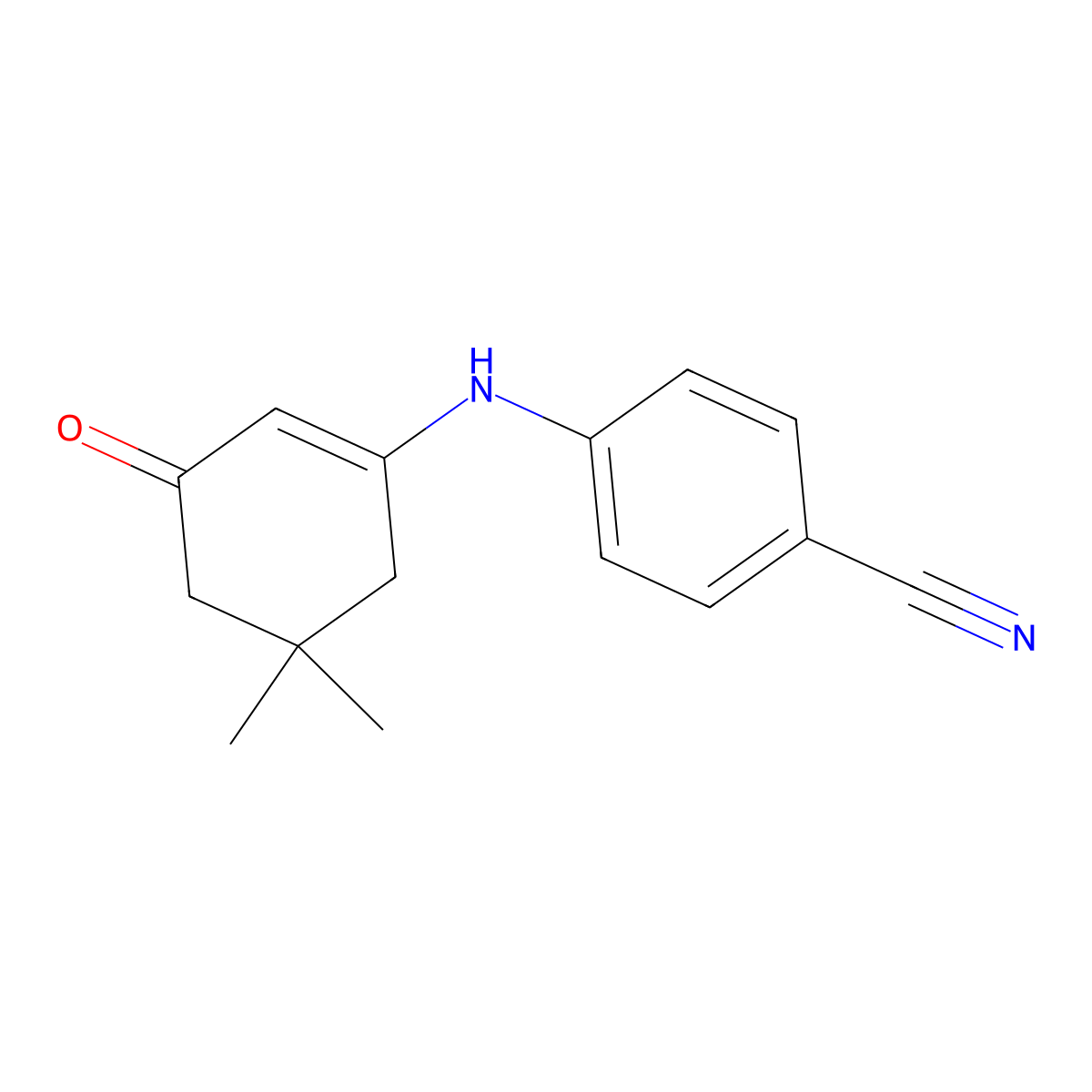 4-[(5,5-Dimethyl-3-oxocyclohex-1-en-1-yl)amino]benzonitrile molecular structure, CAS 266306-19-8