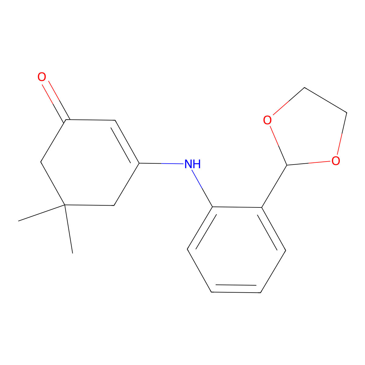 3-{[2-(1,3-Dioxolan-2-yl)phenyl]amino}-5,5-dimethylcyclohex-2-en-1-one molecular structure, CAS 266306-21-2
