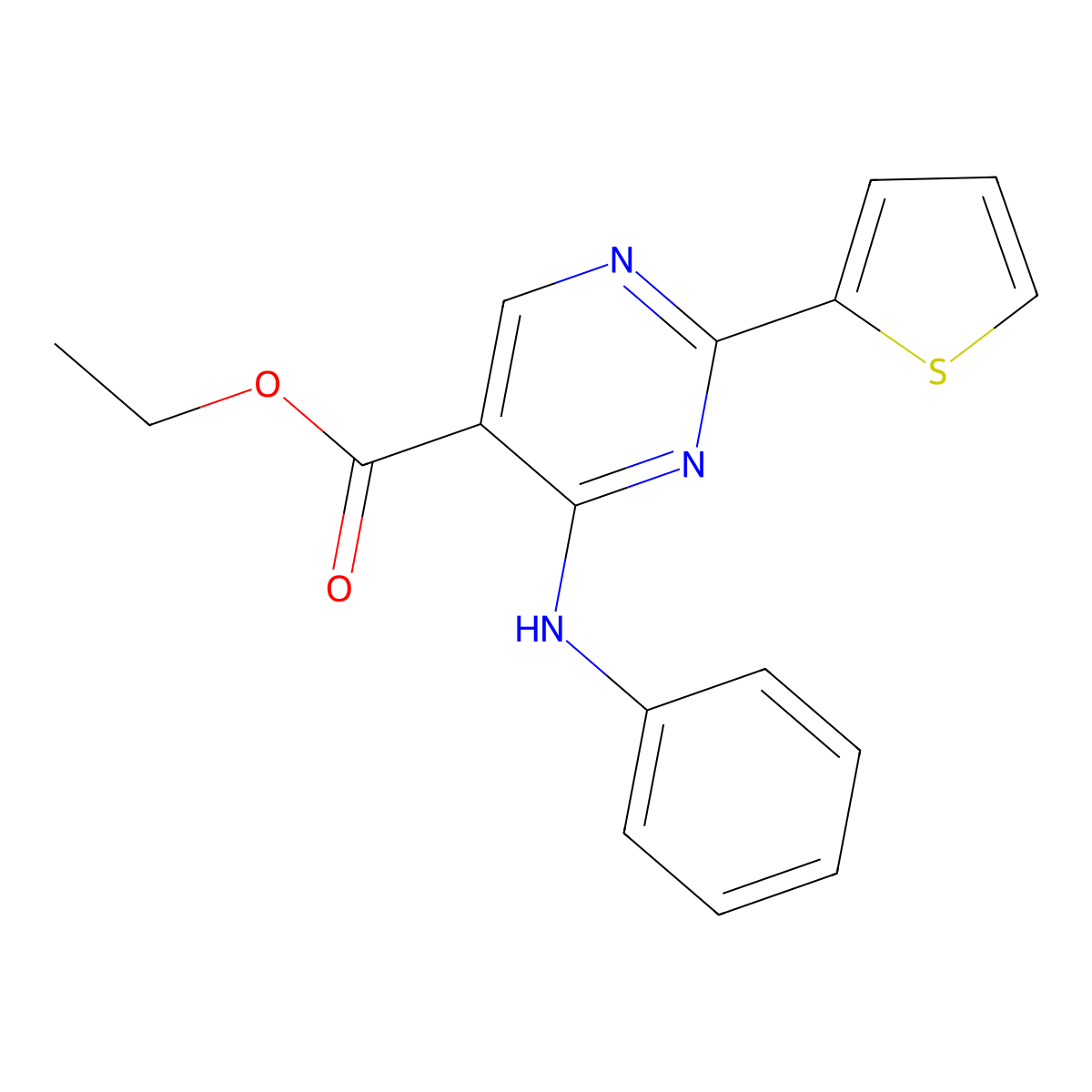 Ethyl 4-anilino-2-thiophen-2-ylpyrimidine-5-carboxylate molecular structure, CAS 266309-73-3