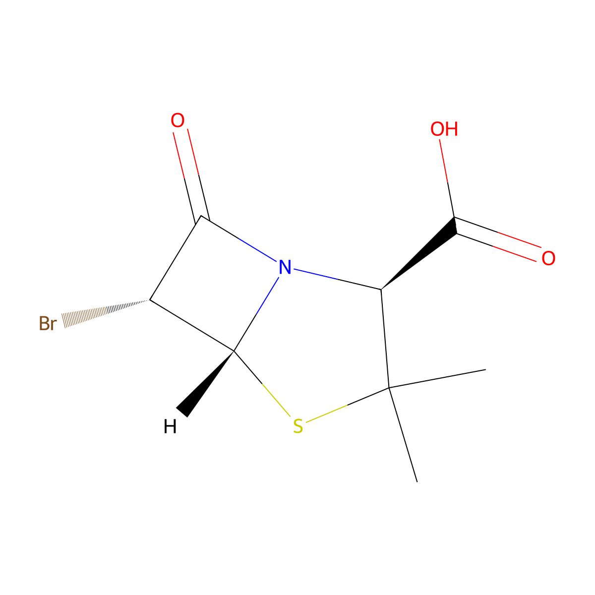 (2S,5R,6R)-6-Bromo-3,3-dimethyl-7-oxo-4-thia-1-azabicyclo(3.2.0)heptane-2-carboxylic acid molecular structure, CAS 26631-90-3