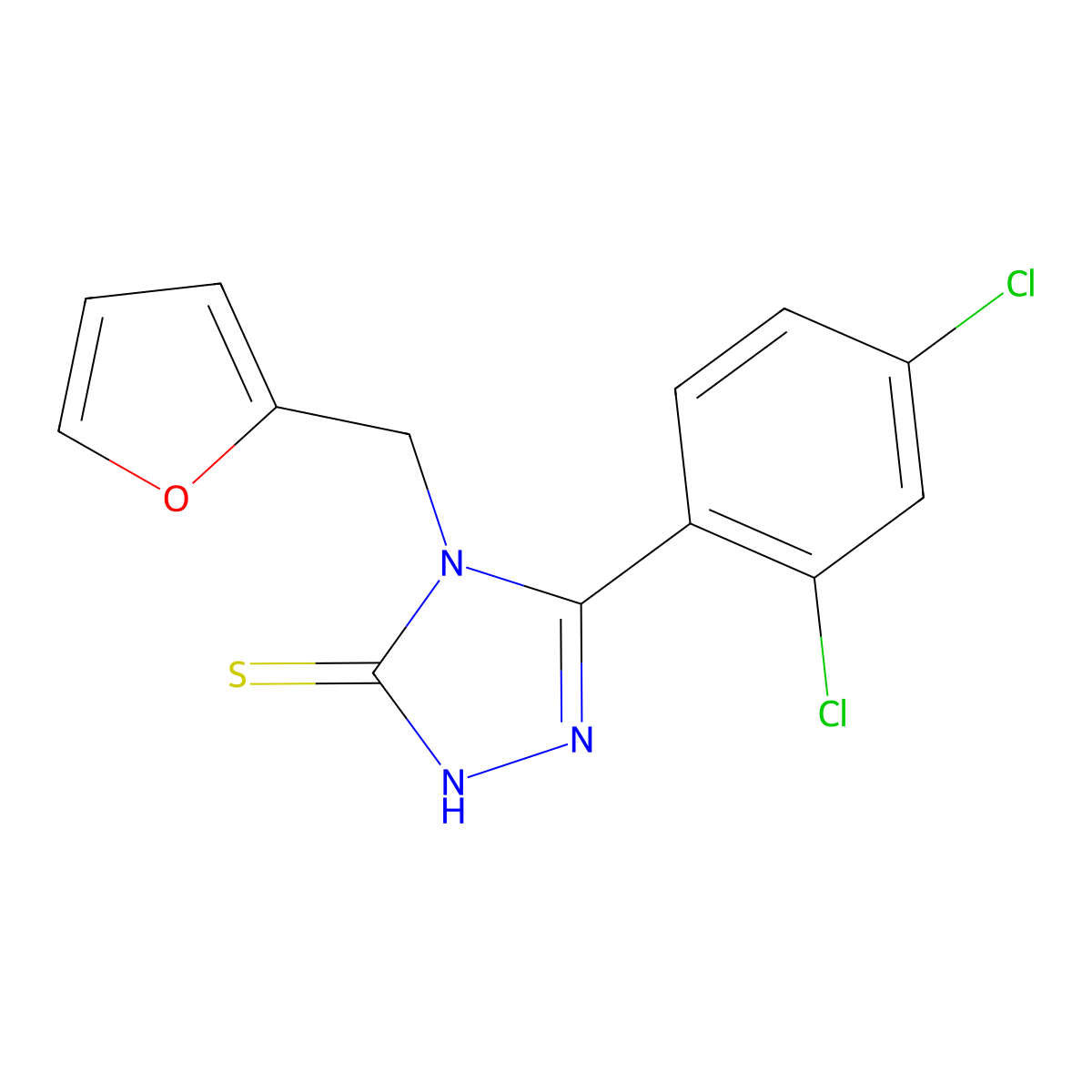 5-(2,4-dichlorophenyl)-4-(2-furylmethyl)-4H-1,2,4-triazole-3-thiol molecular structure, CAS 266312-58-7