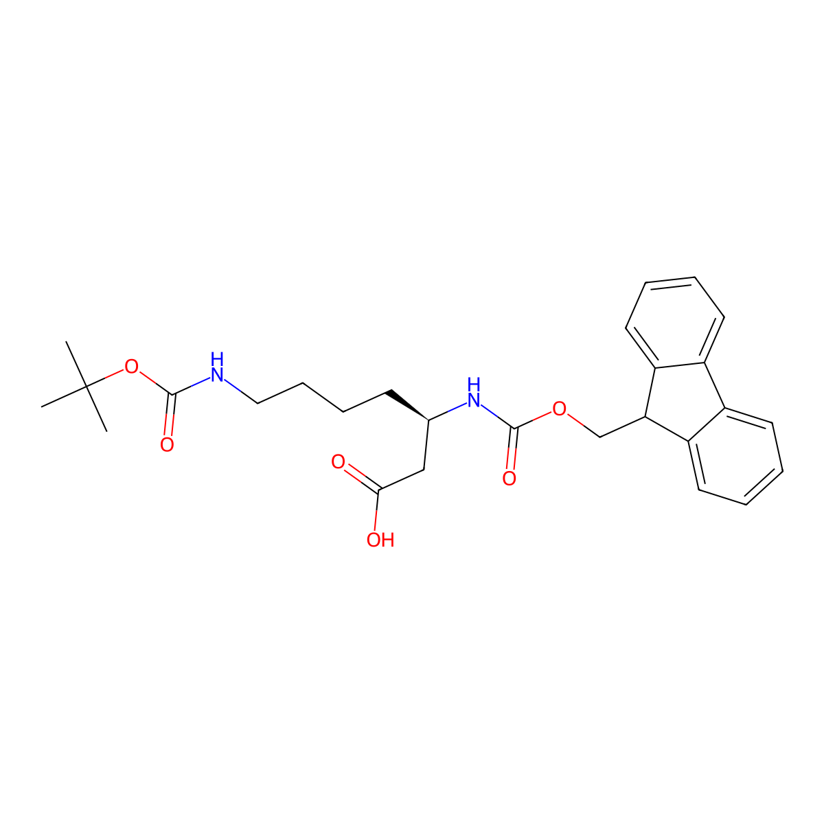 Fmoc-D-beta-homolysine(Boc) molecular structure, CAS 266318-77-8