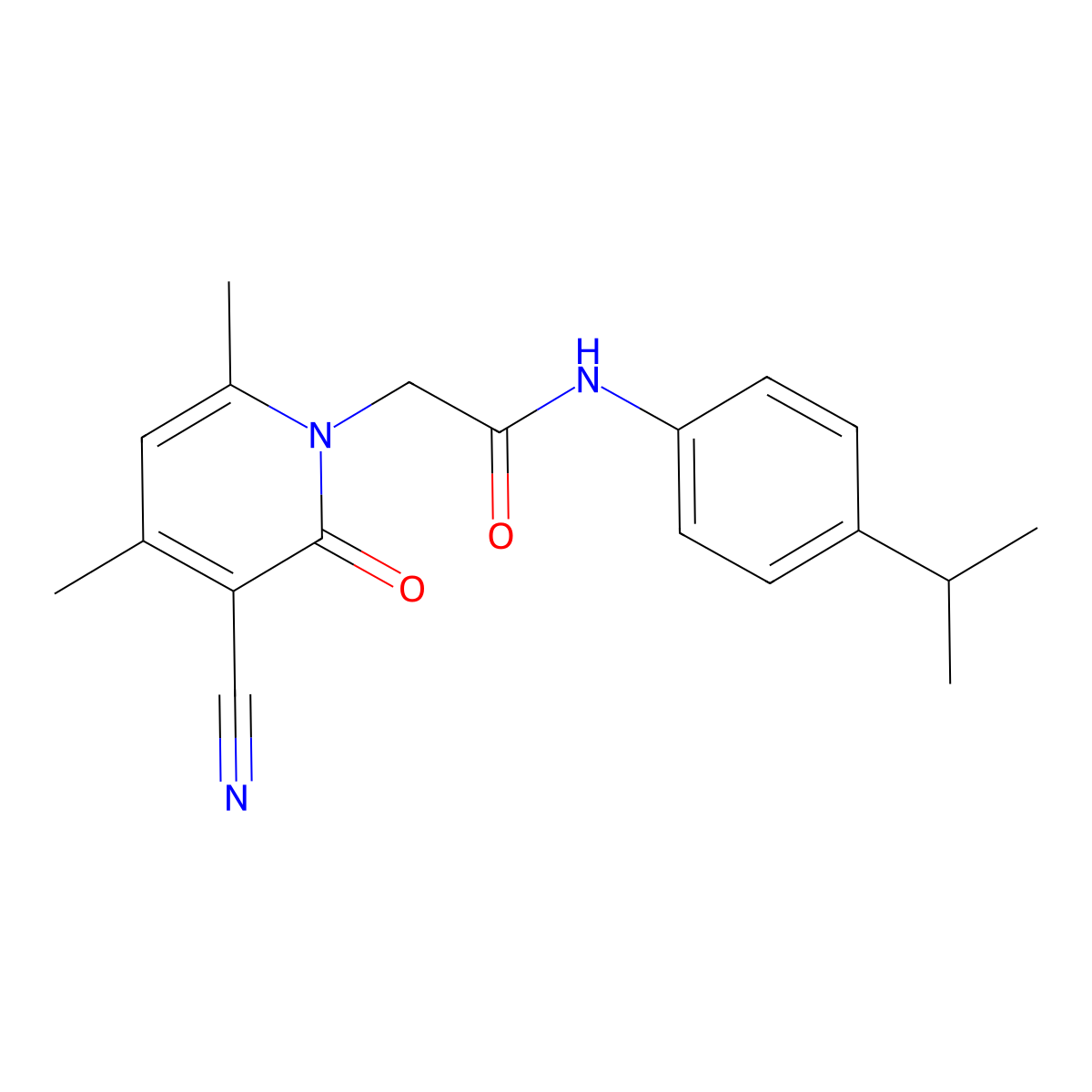 2-(3-cyano-4,6-dimethyl-2-oxopyridin-1(2H)-yl)-N-(4-isopropylphenyl)acetamide molecular structure, CAS 266337-81-9
